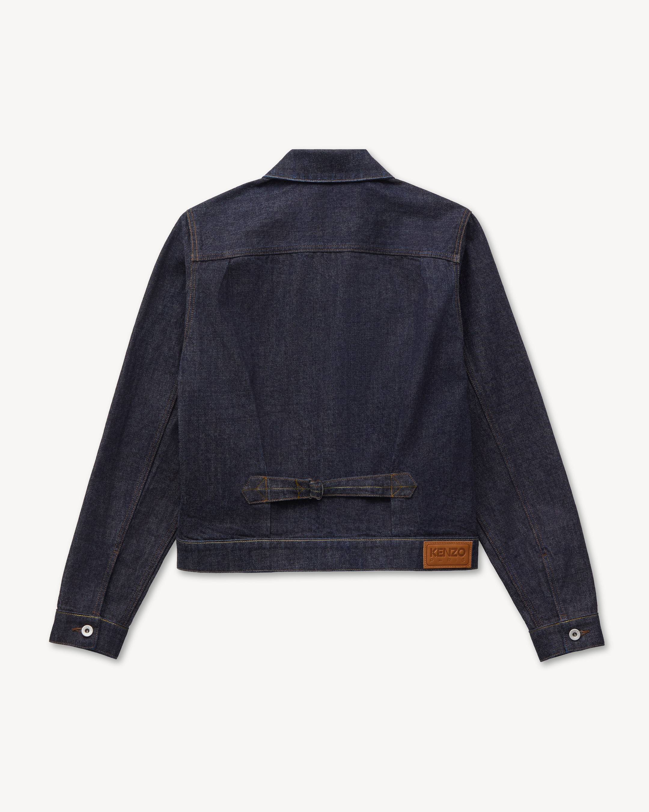 Veste trucker pliss&eacute;e cropped 'KENZO Tulip' en denim japonais