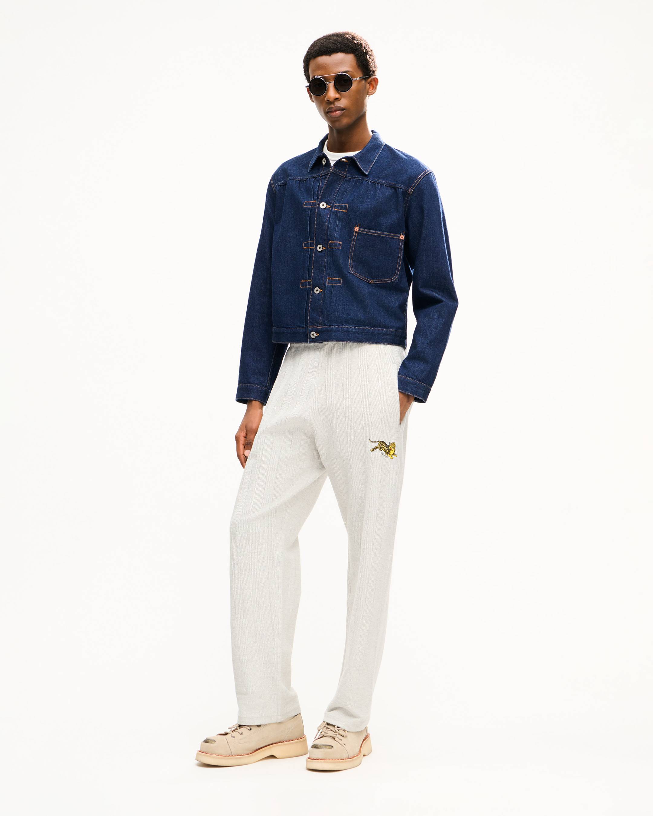 KENZO Jumping Tiger' embroidered pleated trucker jacket in