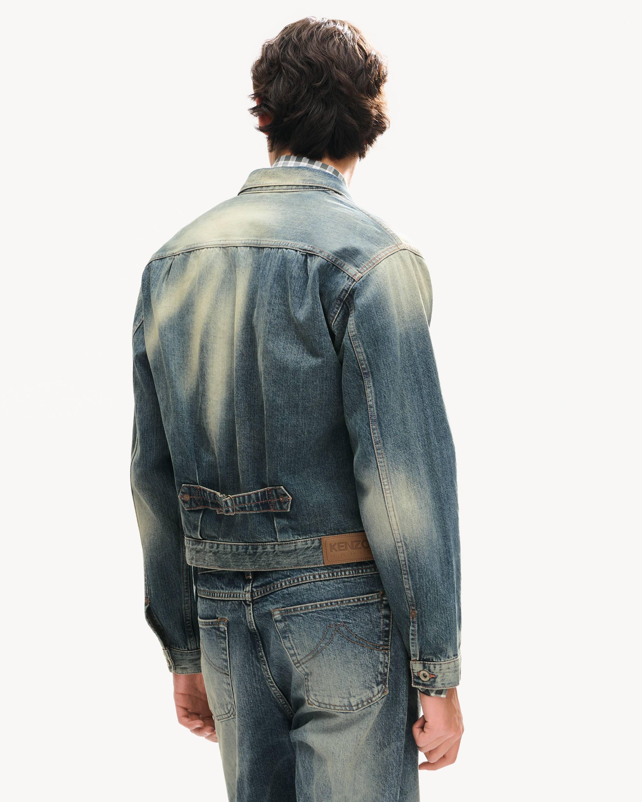 Pleated trucker jacket in japanese denim