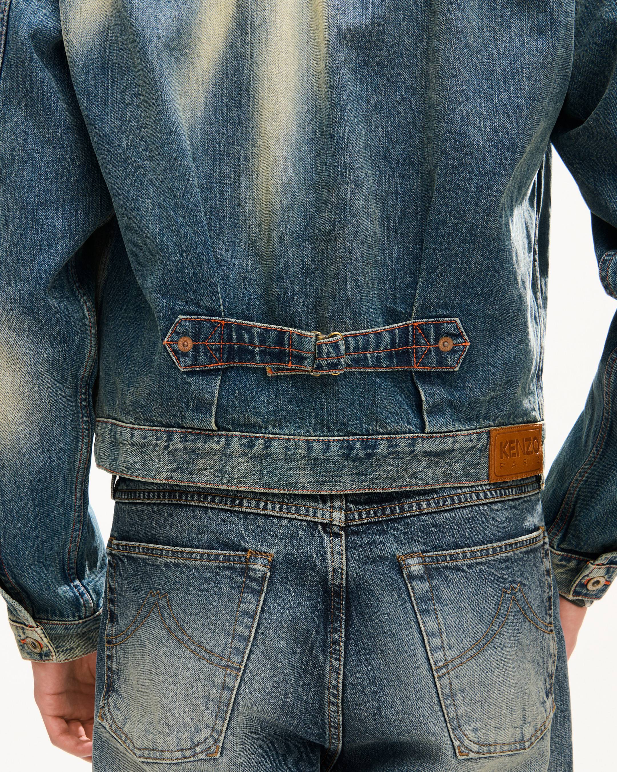 Pleated trucker jacket in japanese denim