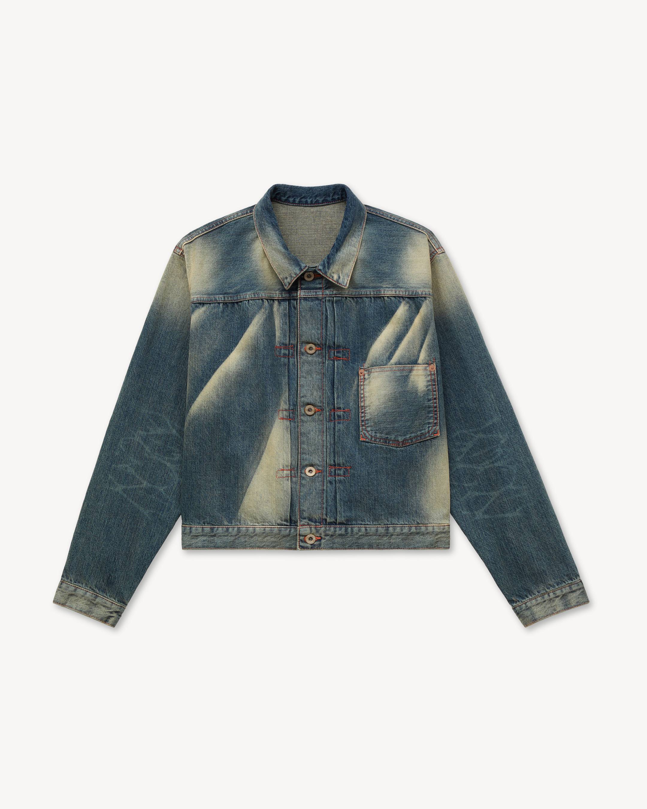 Pleated trucker jacket in japanese denim | Men's | KENZO