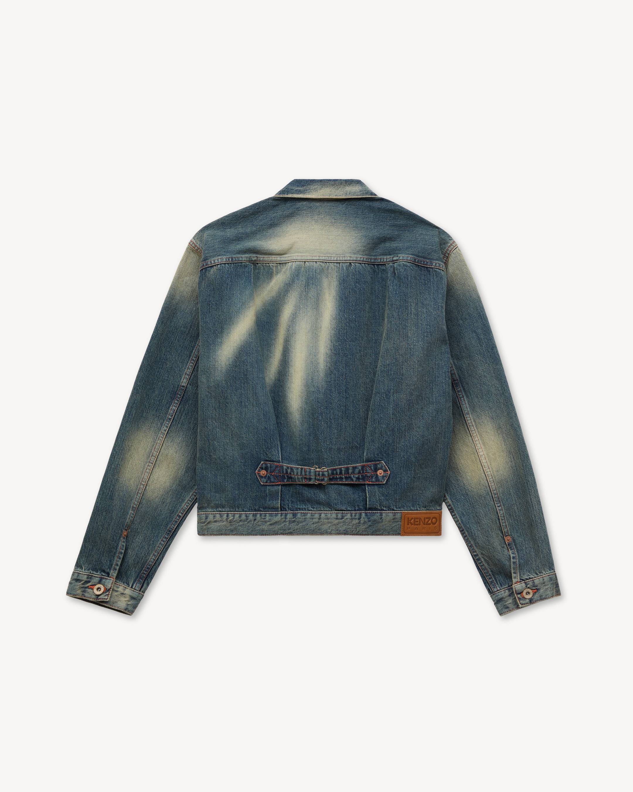 Pleated trucker jacket in japanese denim