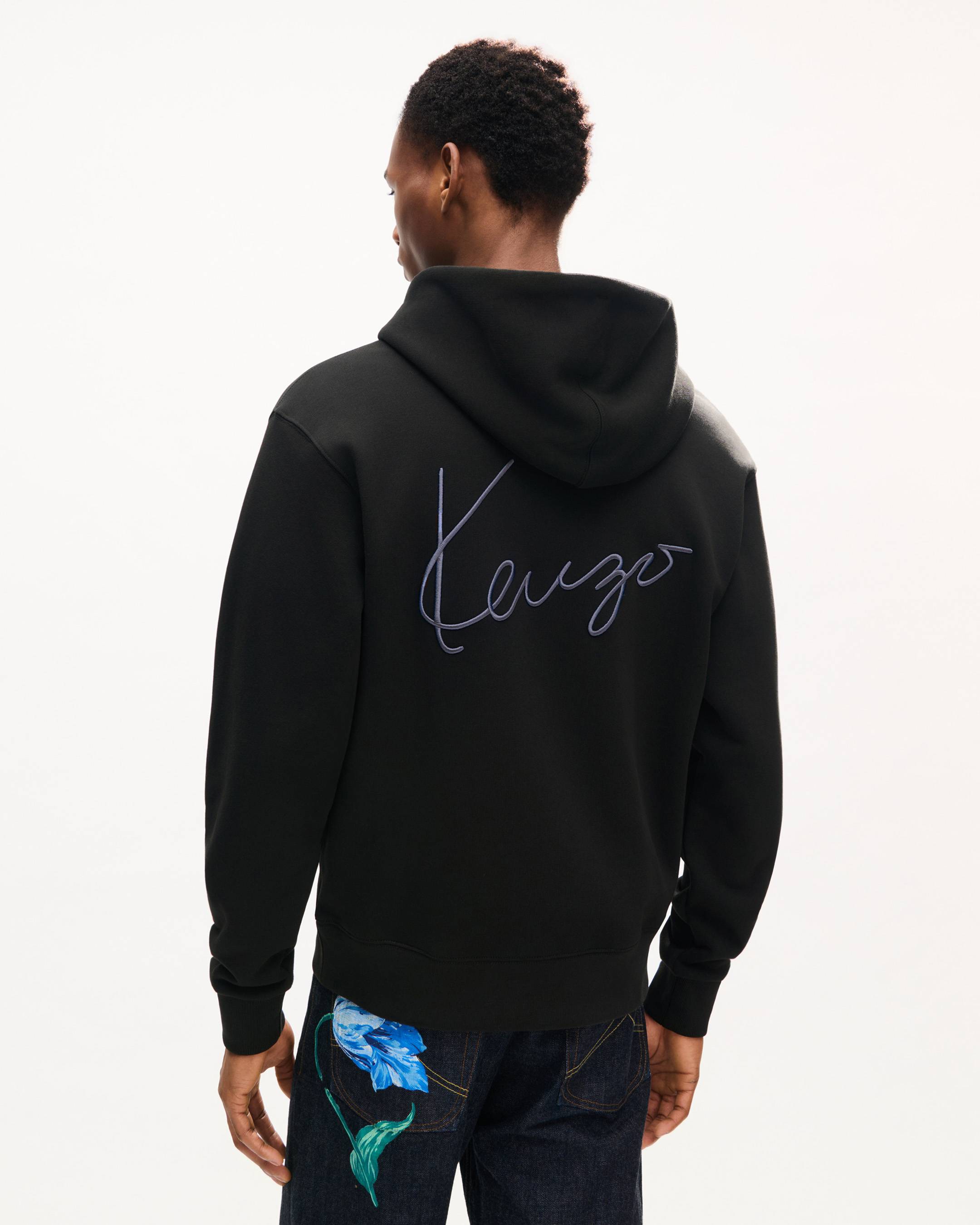 KENZO Signature' embroidered zip up hoodie in cotton | Men's | KENZO