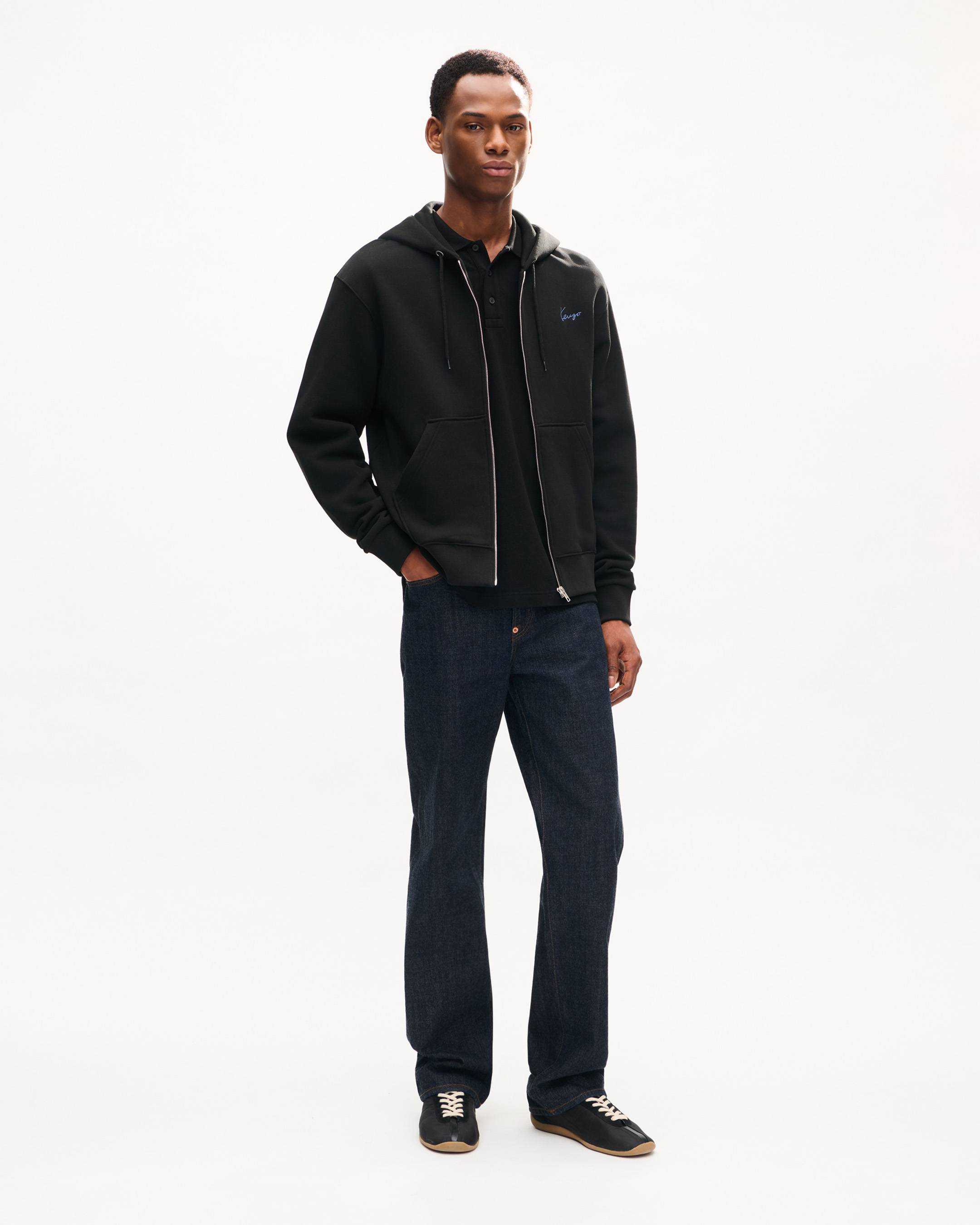 Sweatshirt &agrave; capuche zipp&eacute; brod&eacute; 'KENZO Signature' en coton