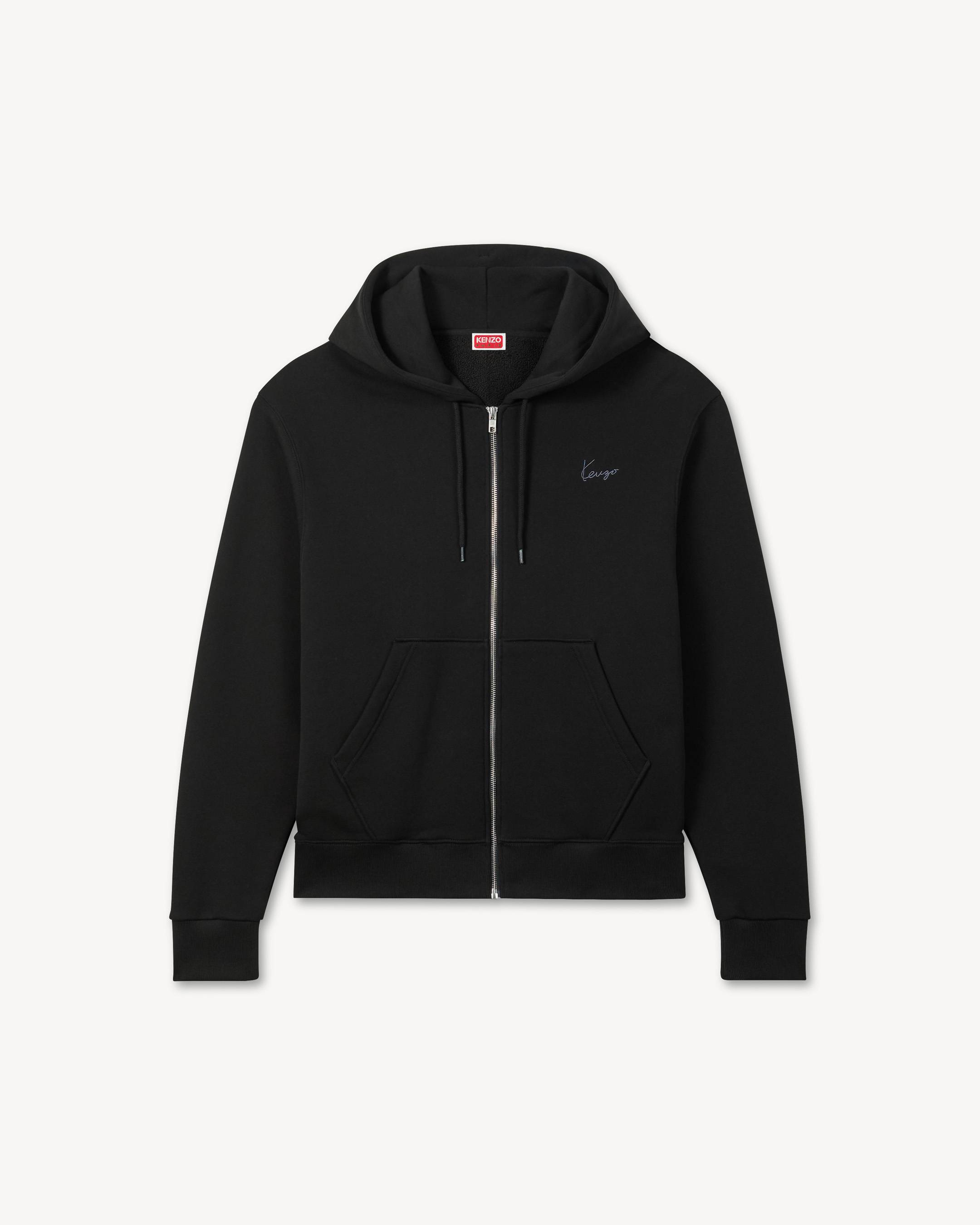 KENZO Signature' embroidered zip up hoodie in cotton | Men's | KENZO