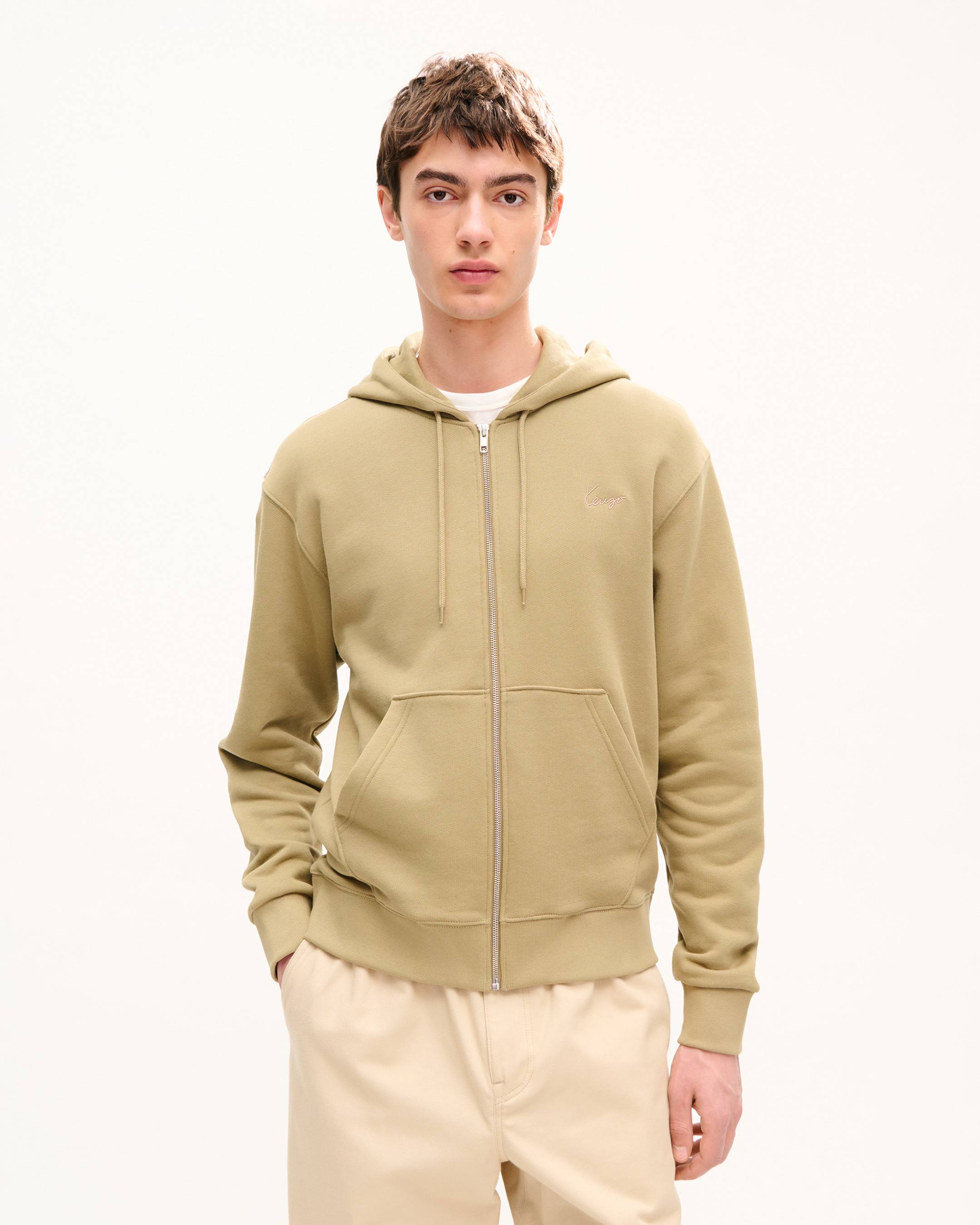 Hoodie mit &bdquo;KENZO Signature&ldquo;-Stickerei und Rei&szlig;verschluss aus Baumwolle