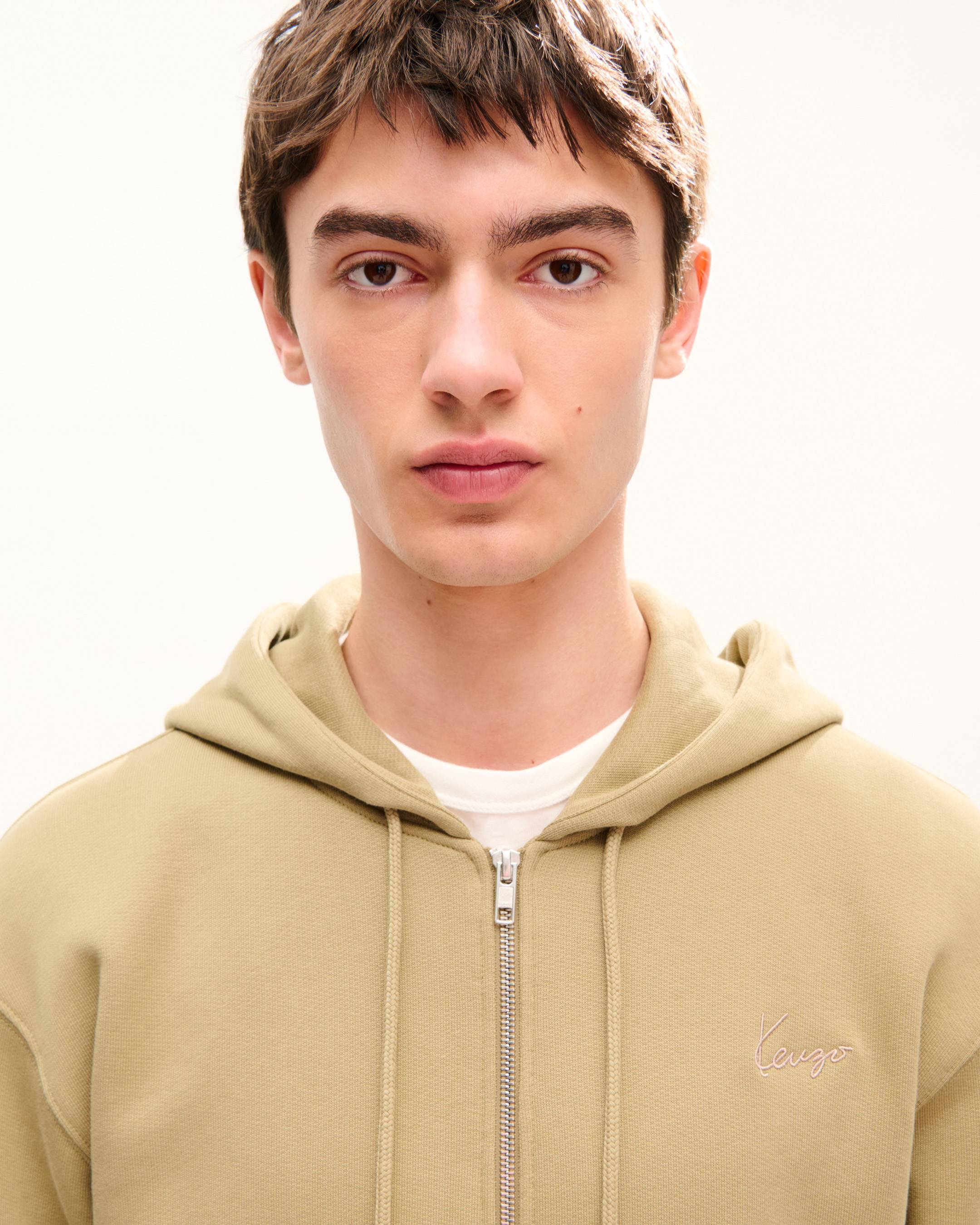 Hoodie mit &bdquo;KENZO Signature&ldquo;-Stickerei und Rei&szlig;verschluss aus Baumwolle