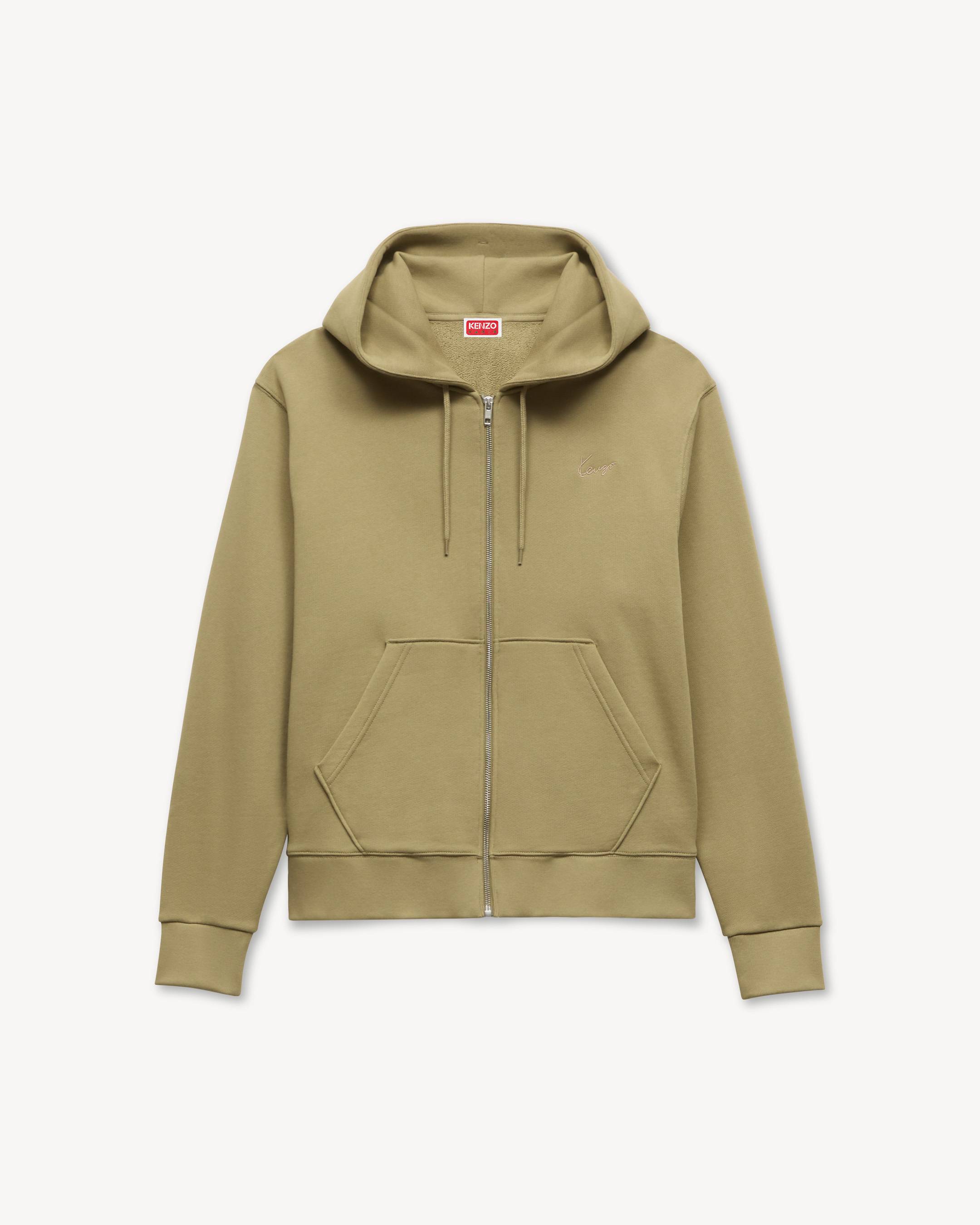 KENZO Signature' embroidered zip-up hoodie in cotton | Men's | KENZO