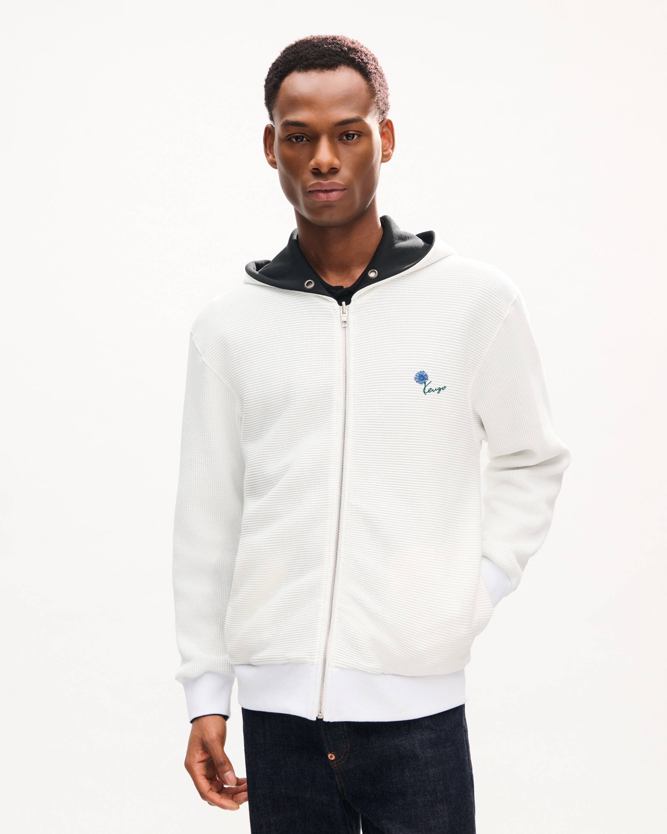 KENZO Tulip' reversible zip up hoodie in cotton | Men's | KENZO