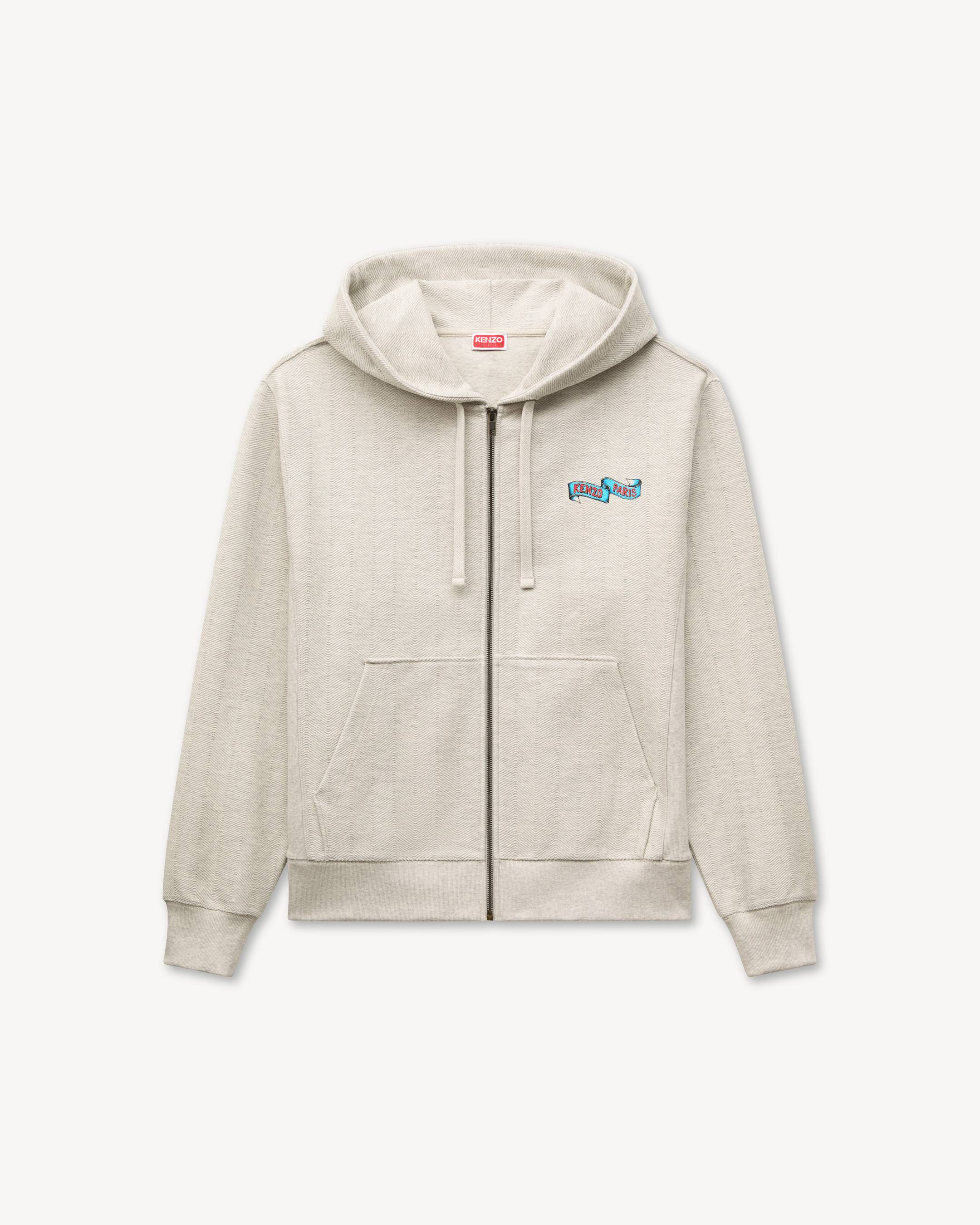 KENZO Jumping Tiger' zip up hoodie in herringbone cotton | Men's