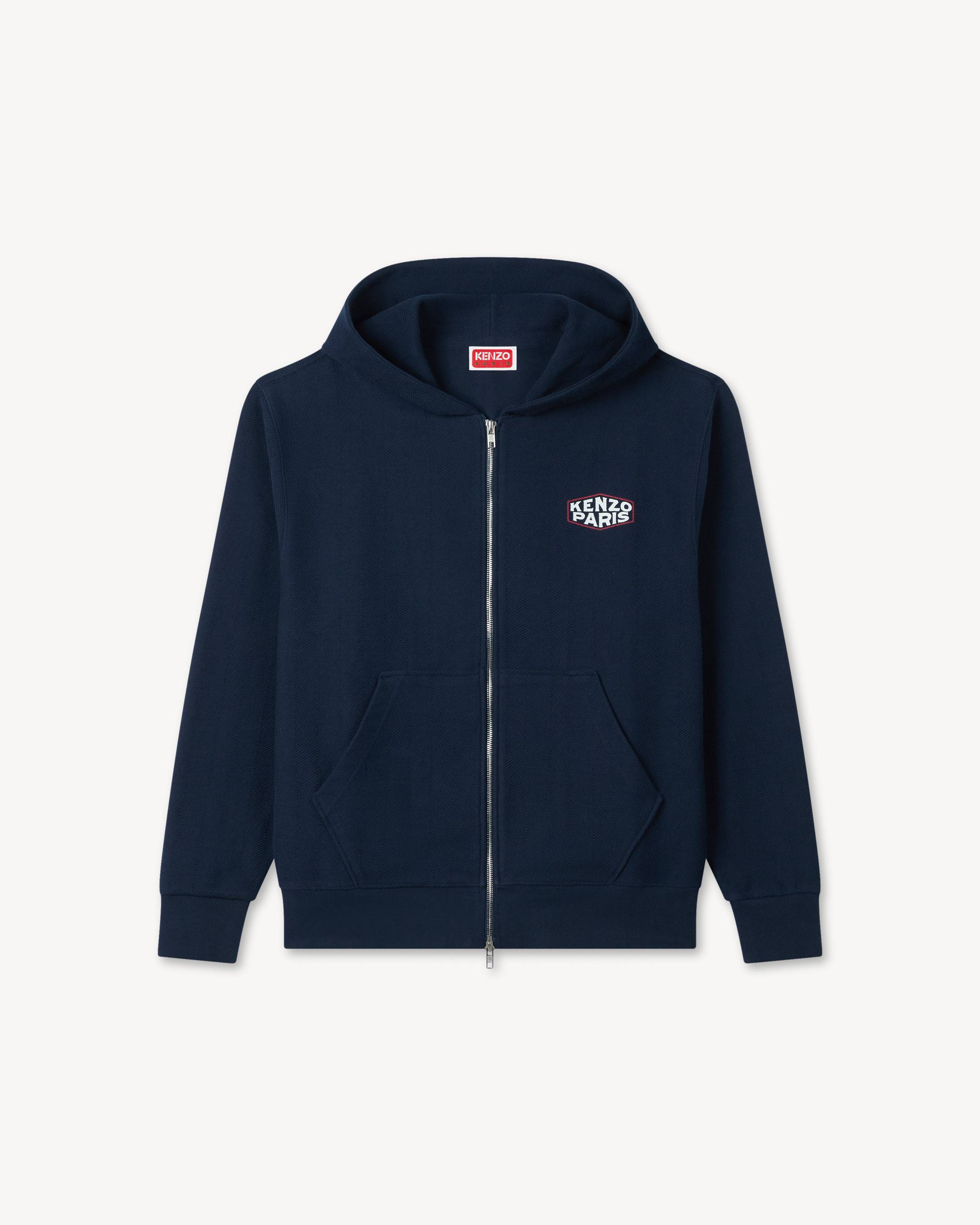 'KENZO Paris Frame' zip up hoodie in herringbone cotton