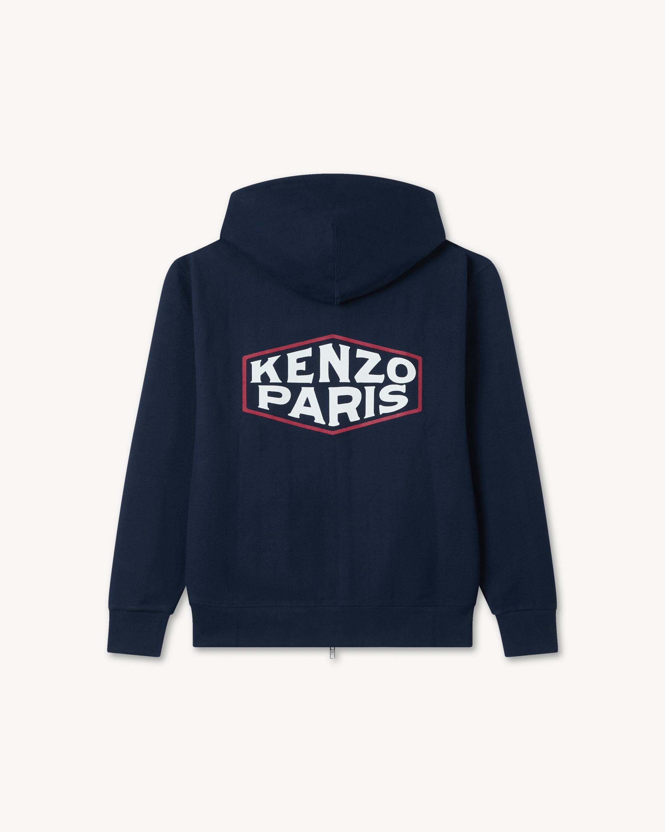 'KENZO Paris Frame' zip up hoodie in herringbone cotton