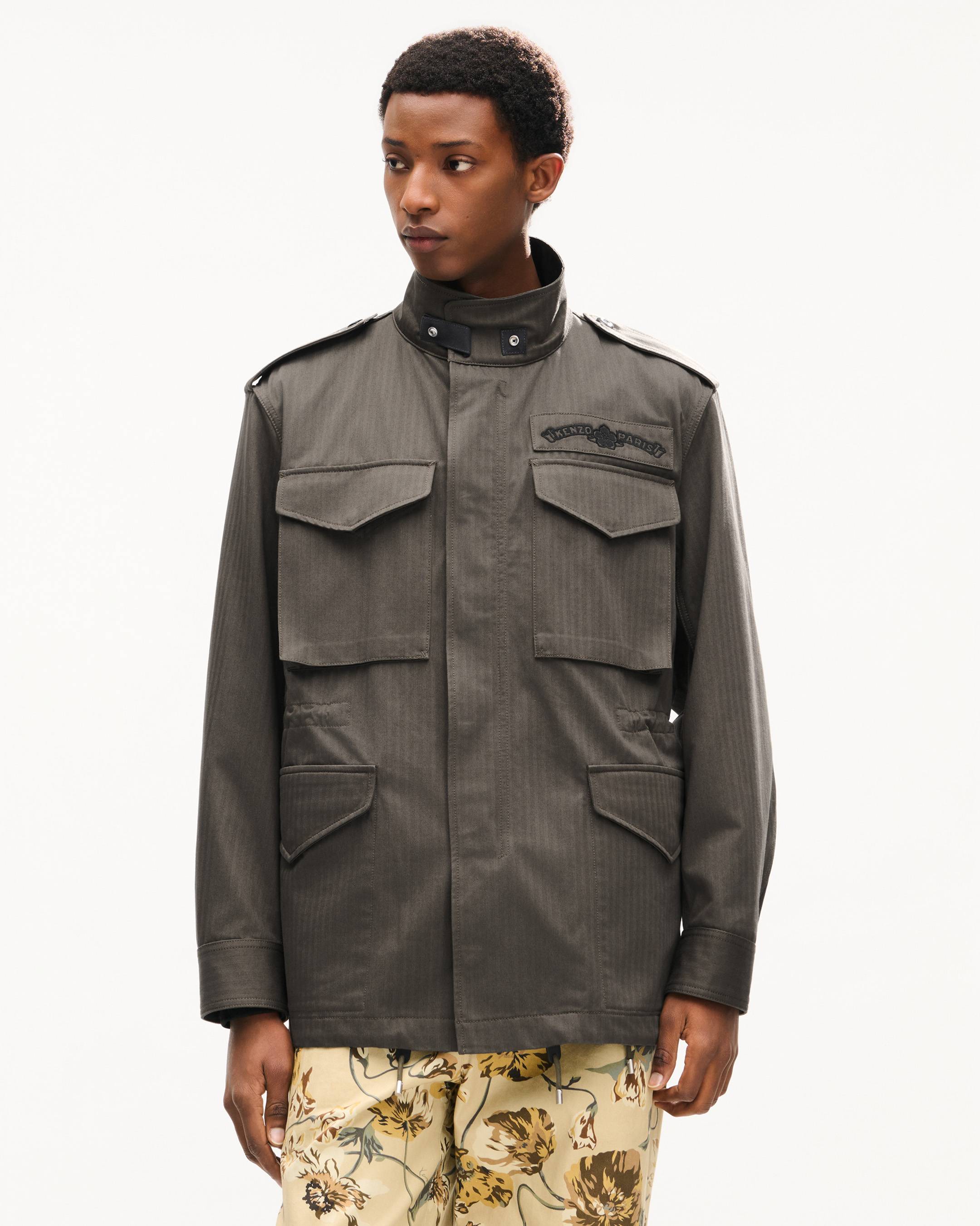 'KENZO Paris Emblem' military jacket in herringbone cotton