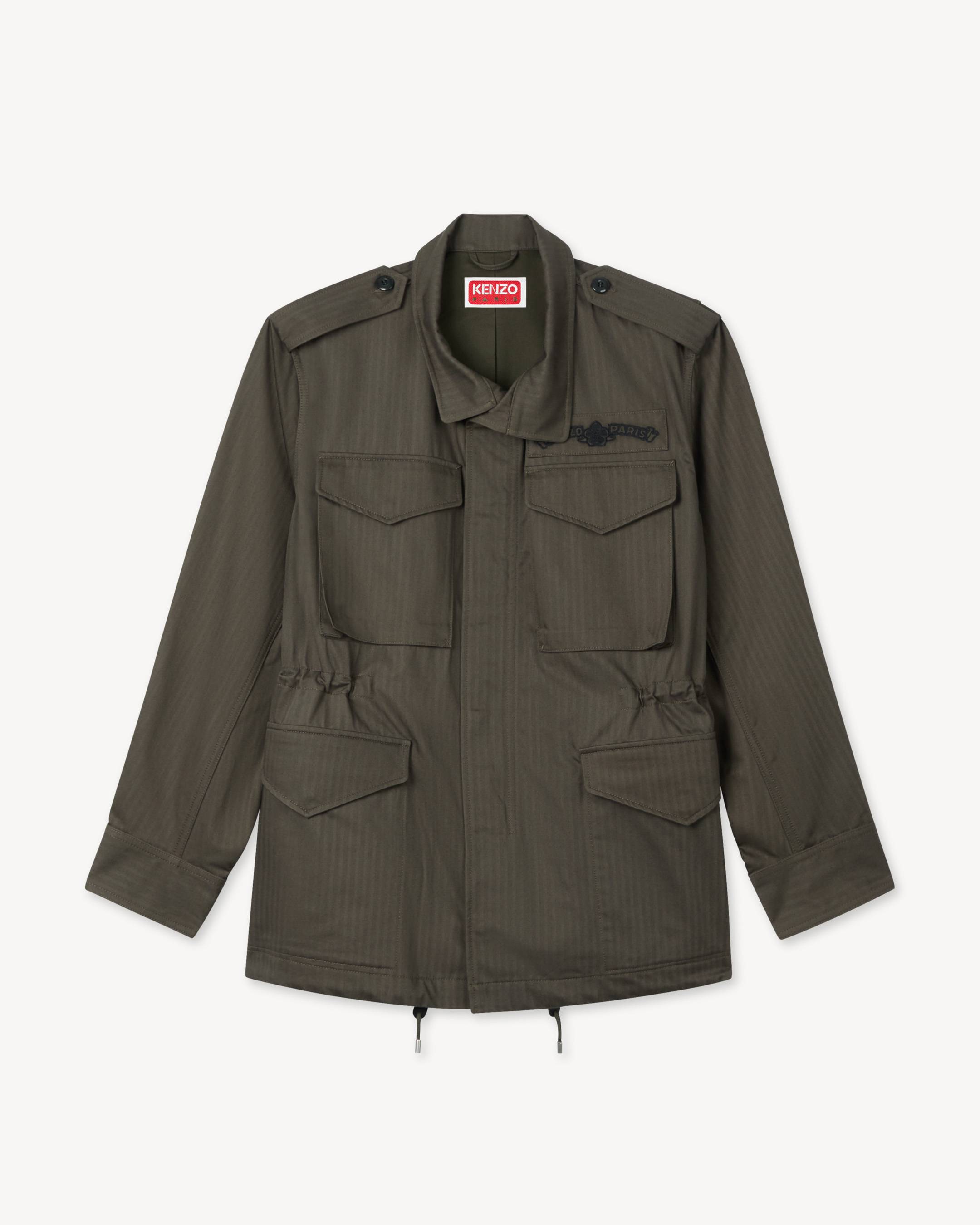 'KENZO Paris Emblem' military jacket in herringbone cotton