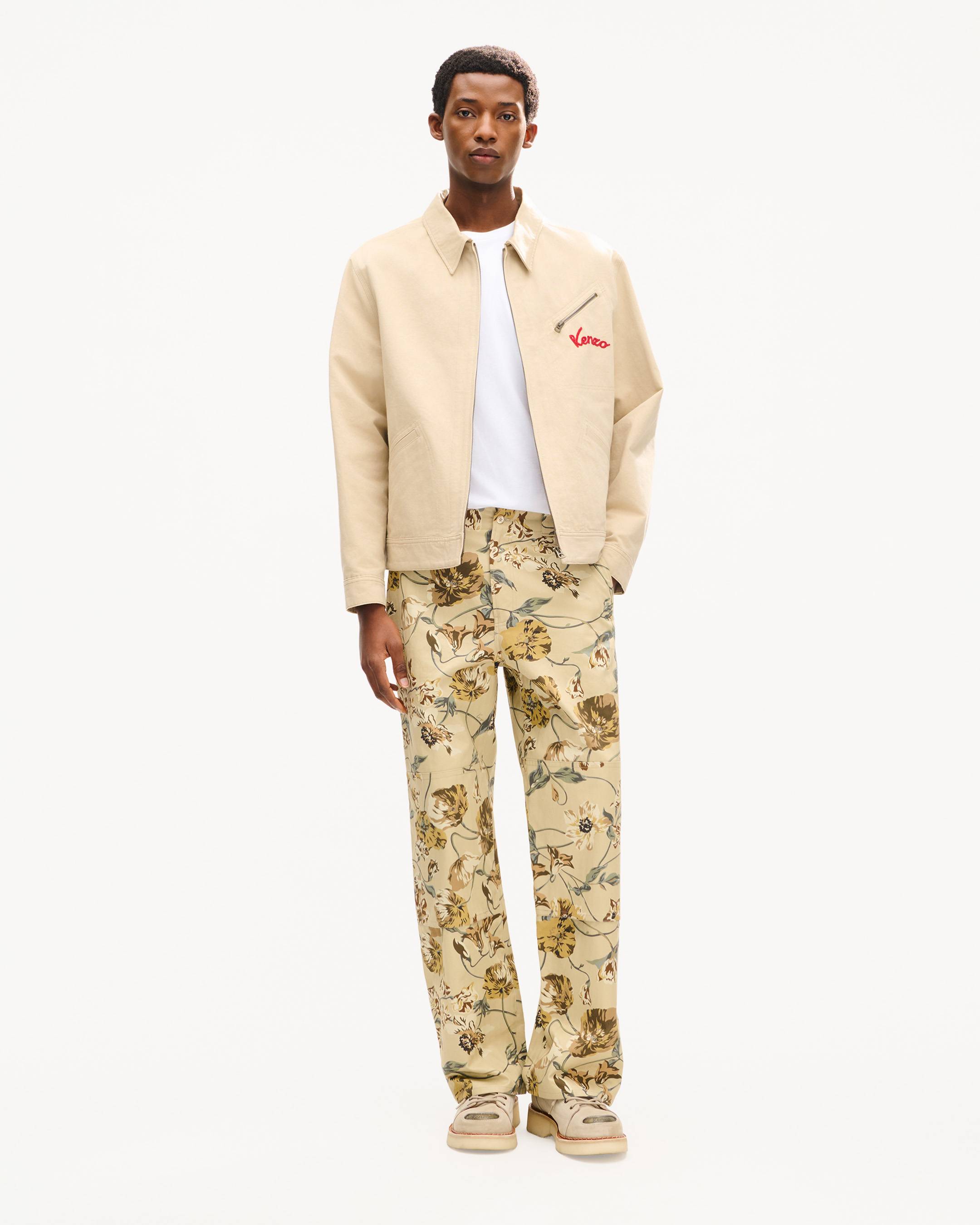 'KENZO Wildflower' double knee chino in herringbone cotton