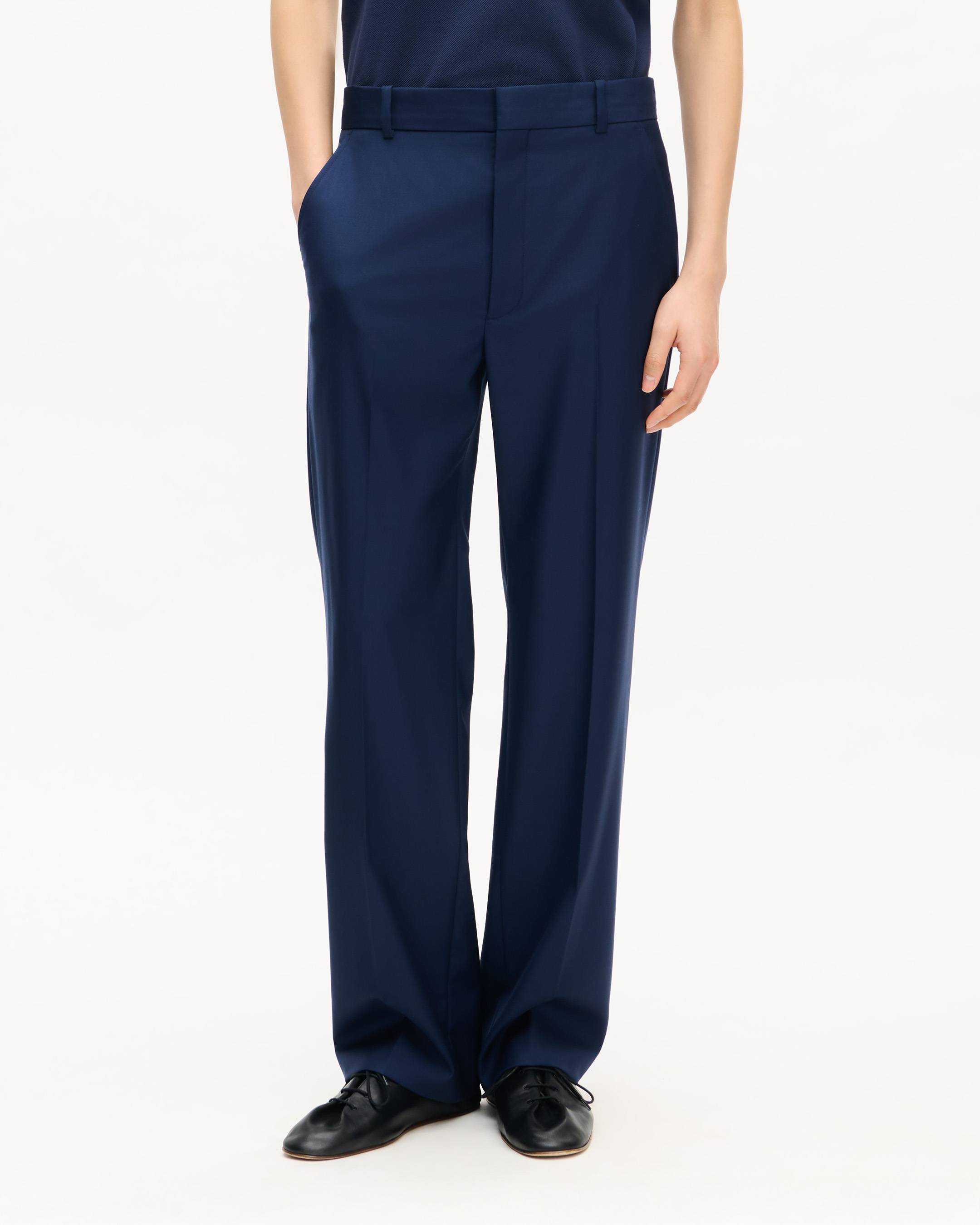 Pantalon de costume droit en laine vierge