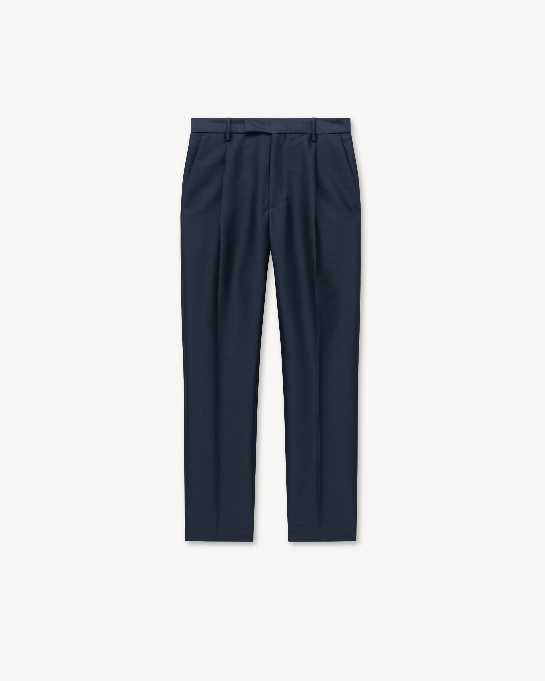 Tapered tailored pants in virgin wool and silk