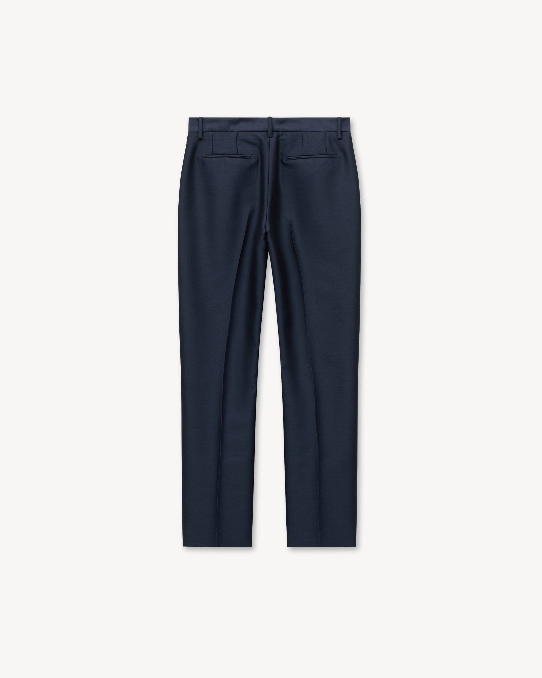 Tapered tailored pants in virgin wool and silk
