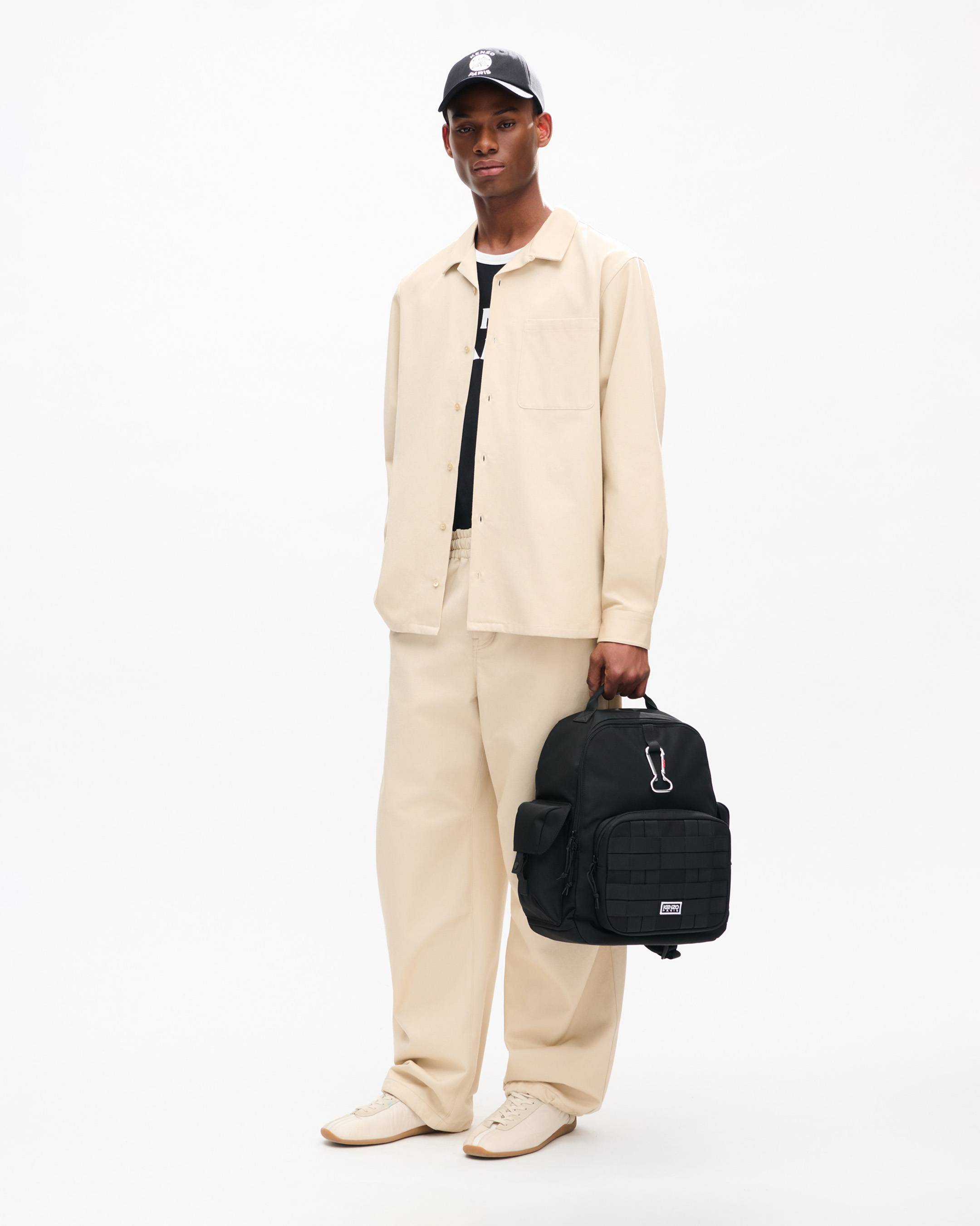 エラスティック パンツ イン ヘリンボーン コットン