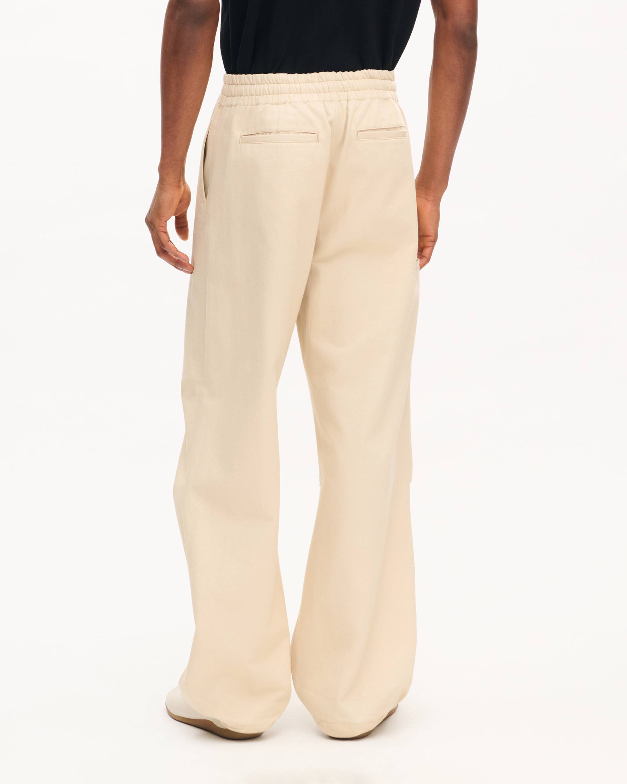 エラスティック パンツ イン ヘリンボーン コットン