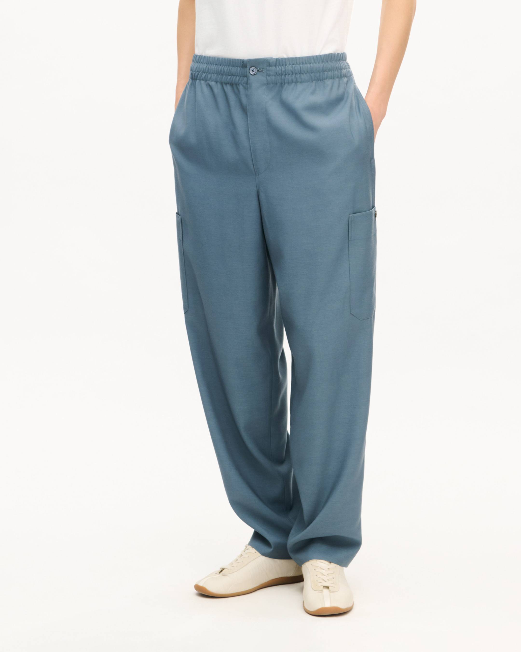 Pantalon de jogging cargo en viscose de laine recycl&eacute;e
