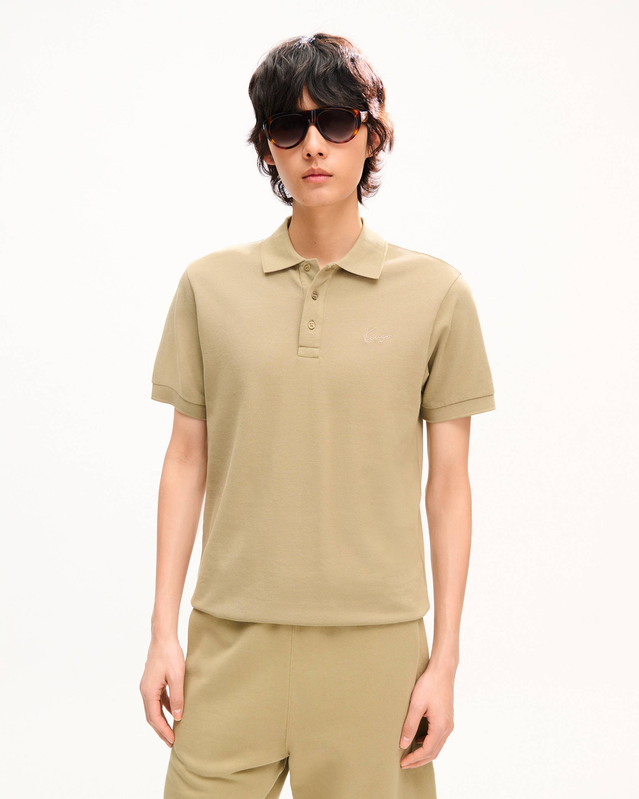 Polo slim brod&eacute; 'KENZO Signature' en coton