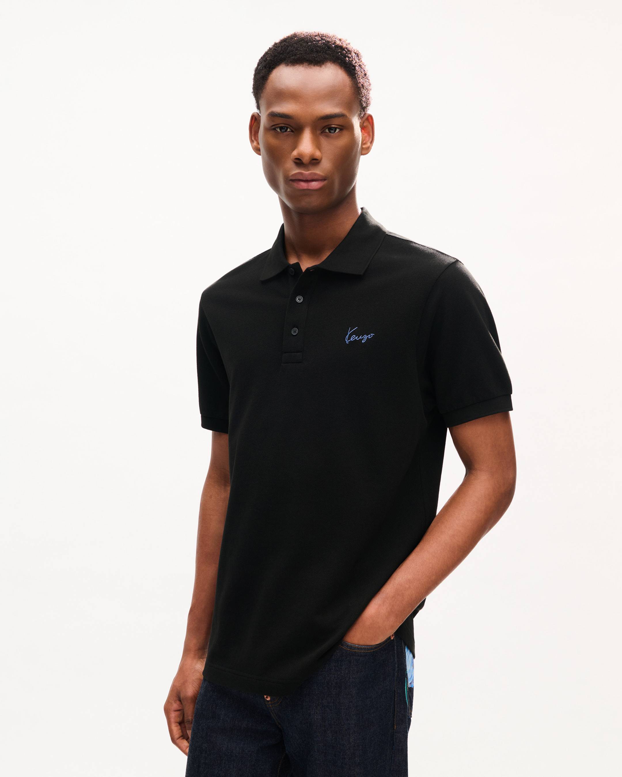 'KENZO Signature' エンブロイダリー スリム ポロ イン コットン