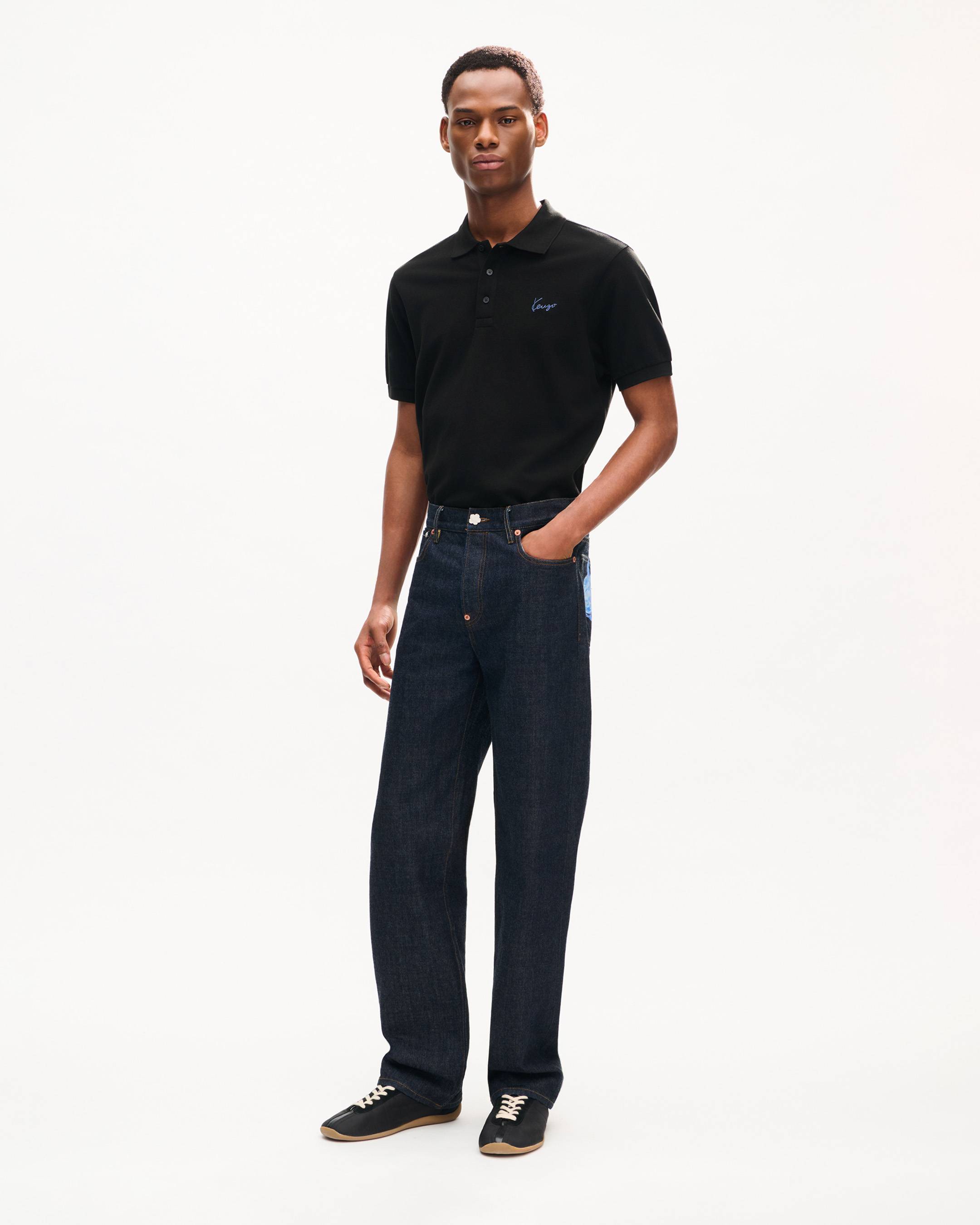 'KENZO Signature' エンブロイダリー スリム ポロ イン コットン