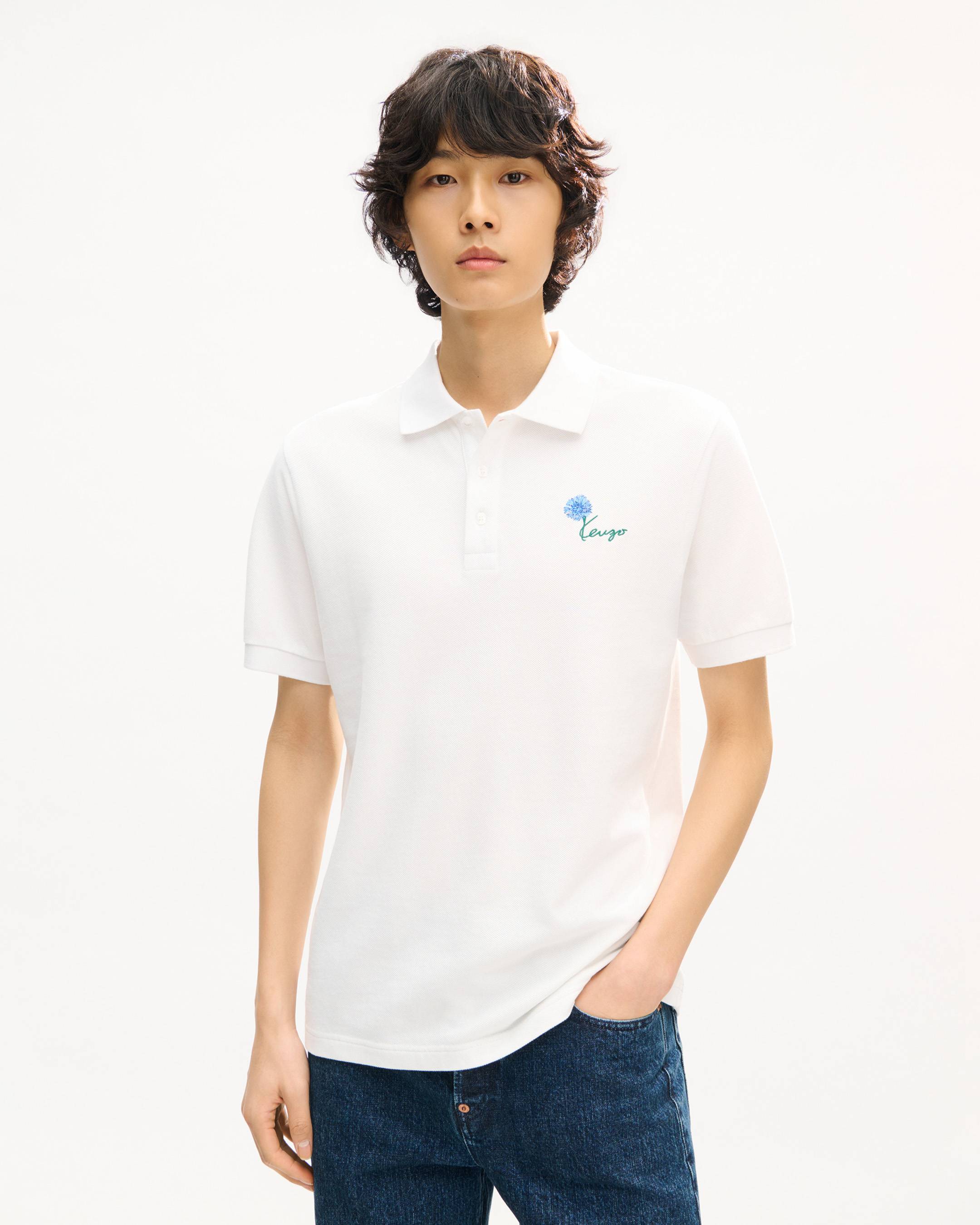 Polo slim brod&eacute; 'KENZO Tulip' en coton