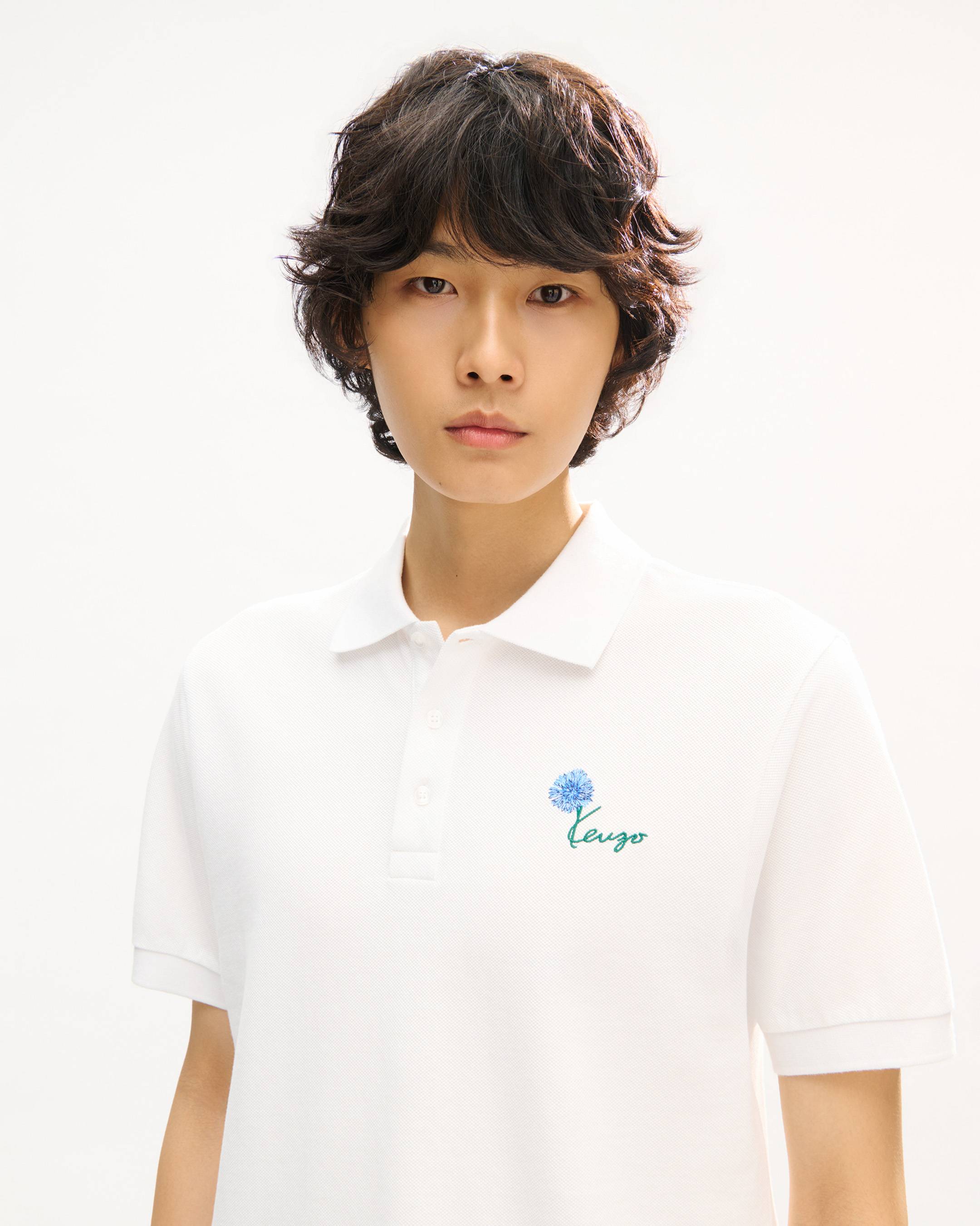 'KENZO Tulip' エンブロイダリー スリム ポロ イン コットン