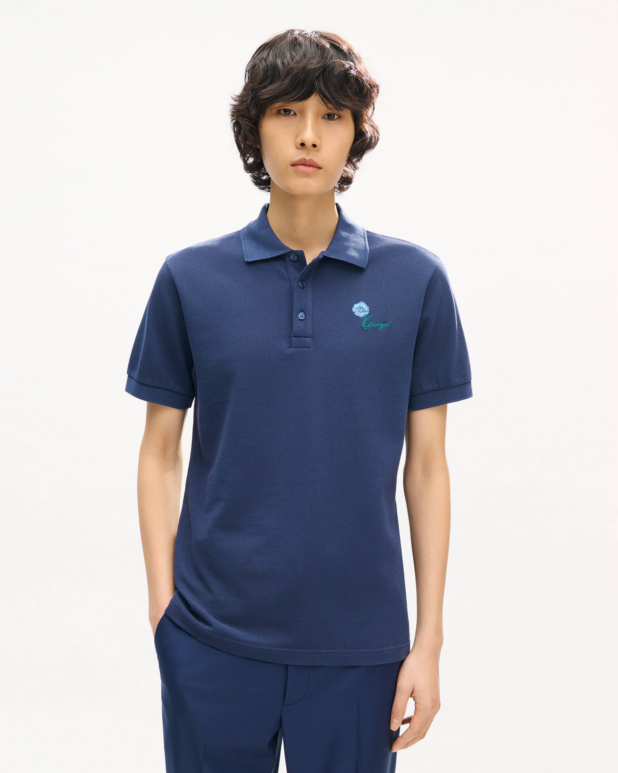 'KENZO Tulip' エンブロイダリー スリム ポロ イン コットン