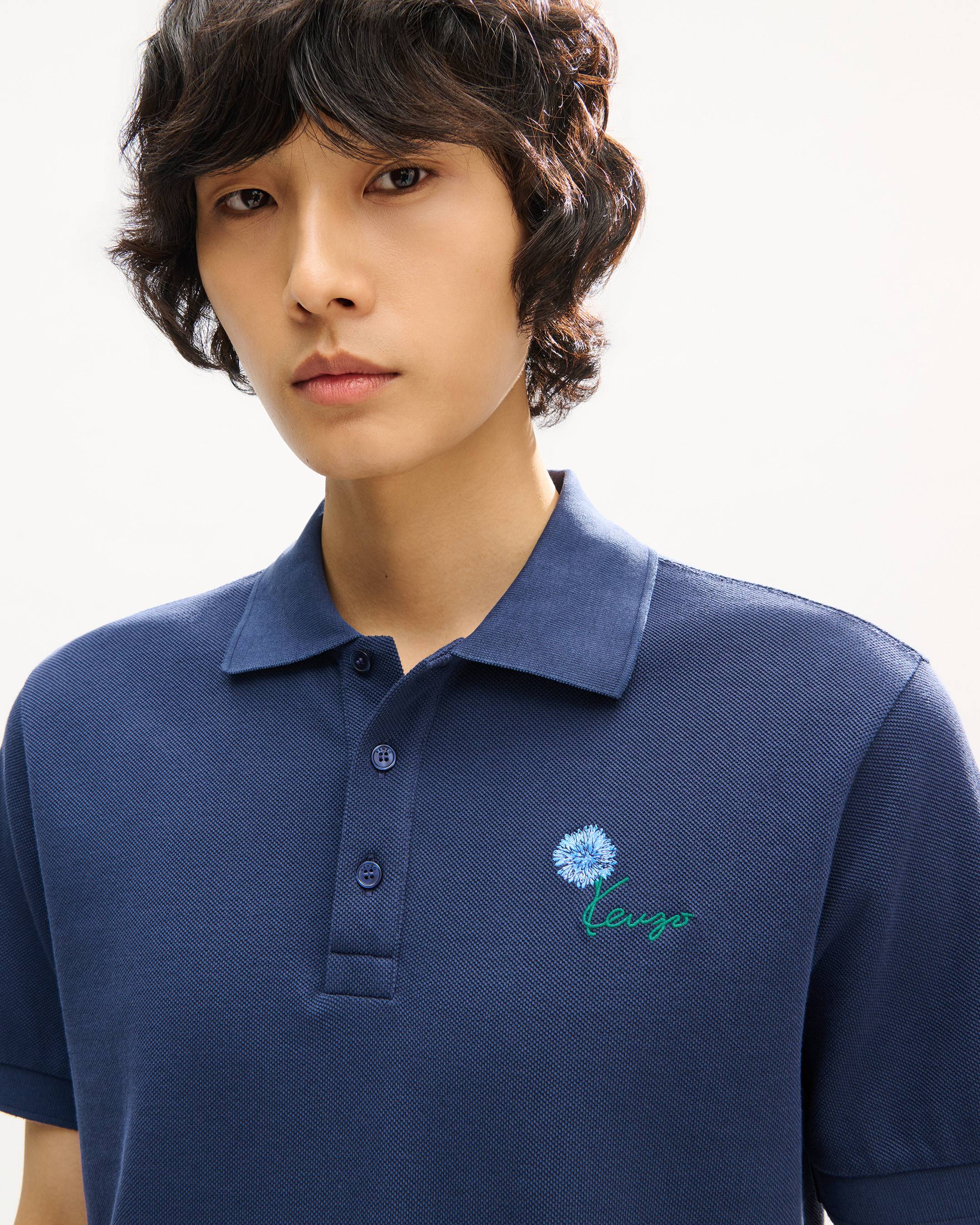 'KENZO Tulip' エンブロイダリー スリム ポロ イン コットン