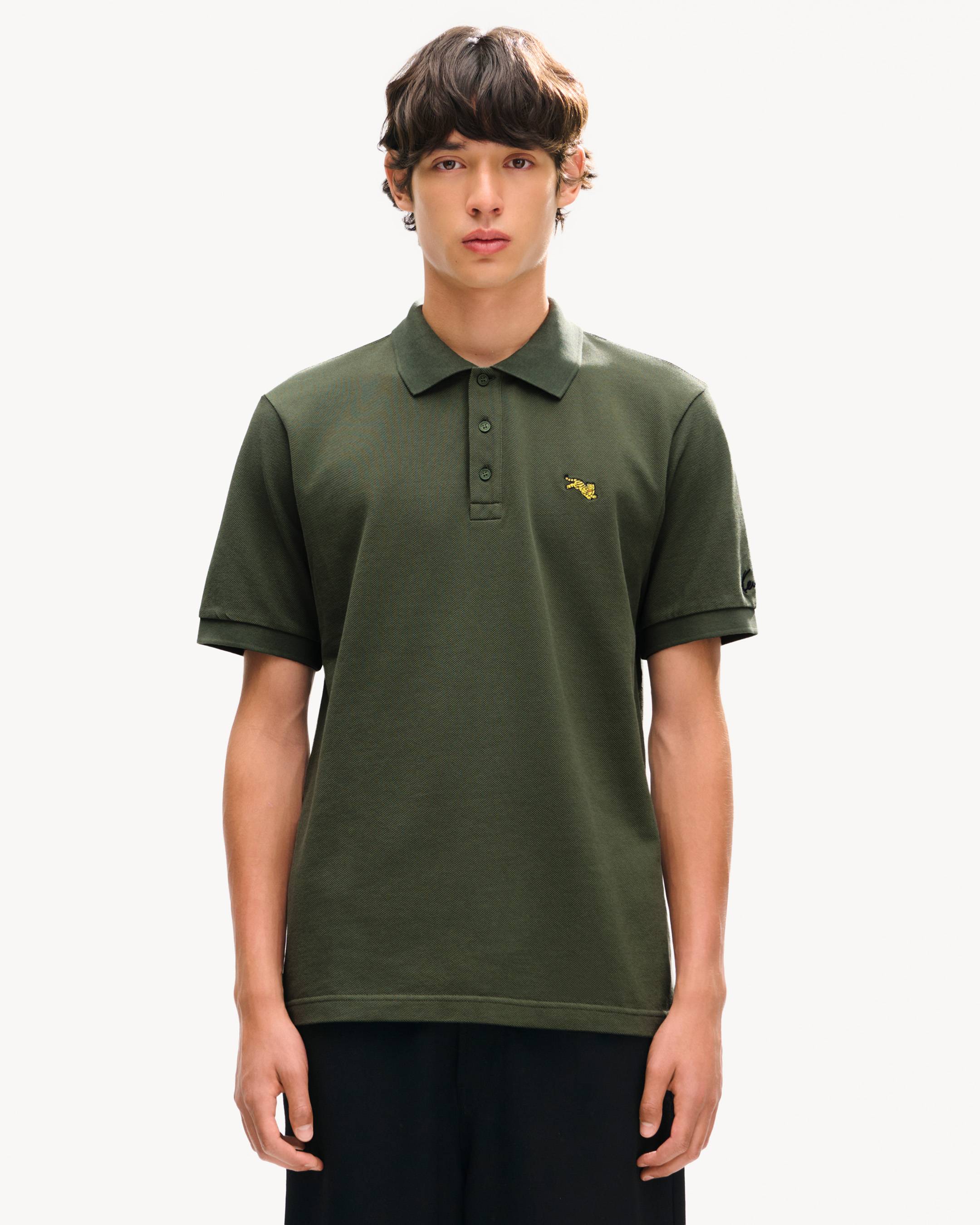 Polo slim brod&eacute; 'KENZO Jumping Tiger' en coton