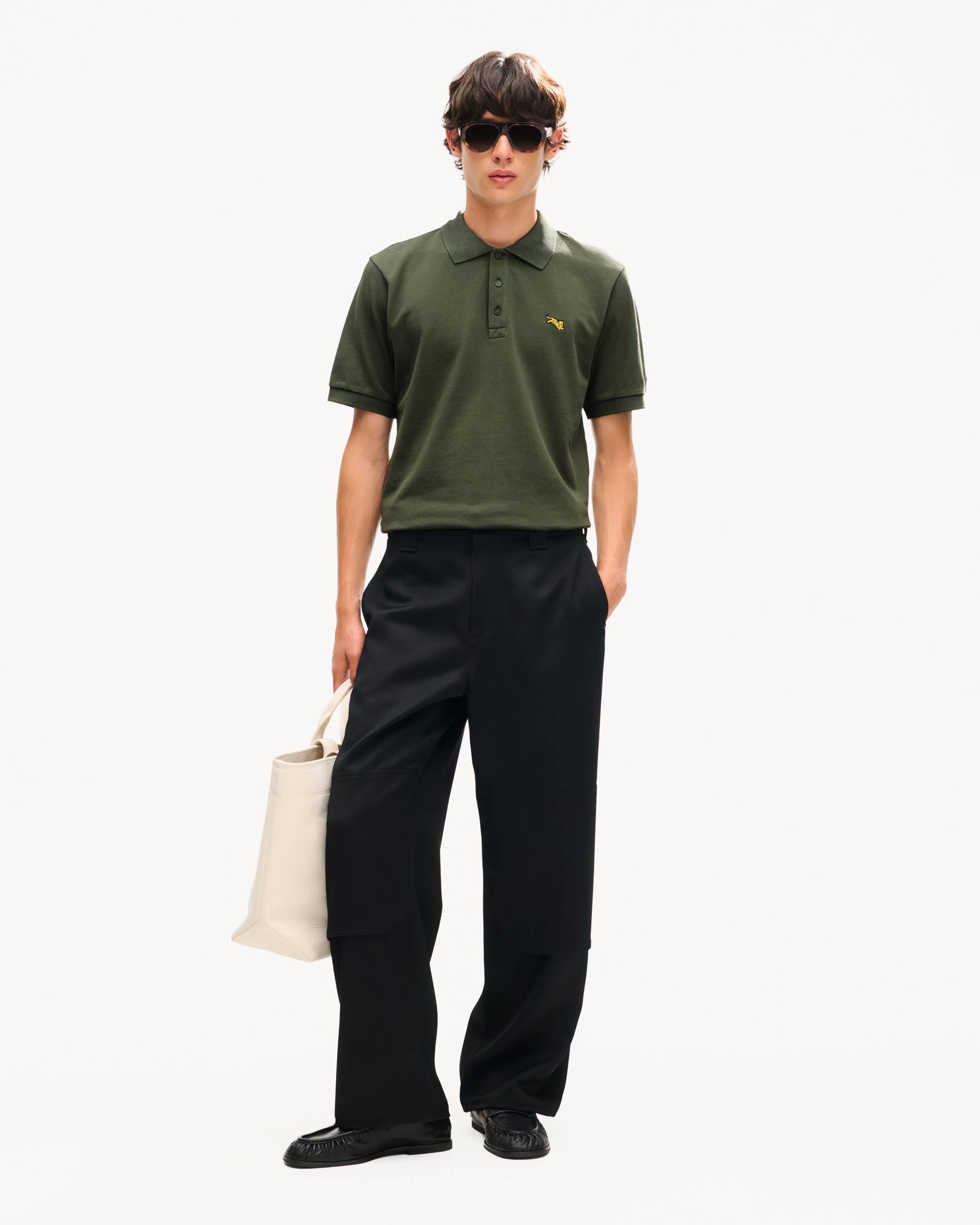 Polo slim brod&eacute; 'KENZO Jumping Tiger' en coton