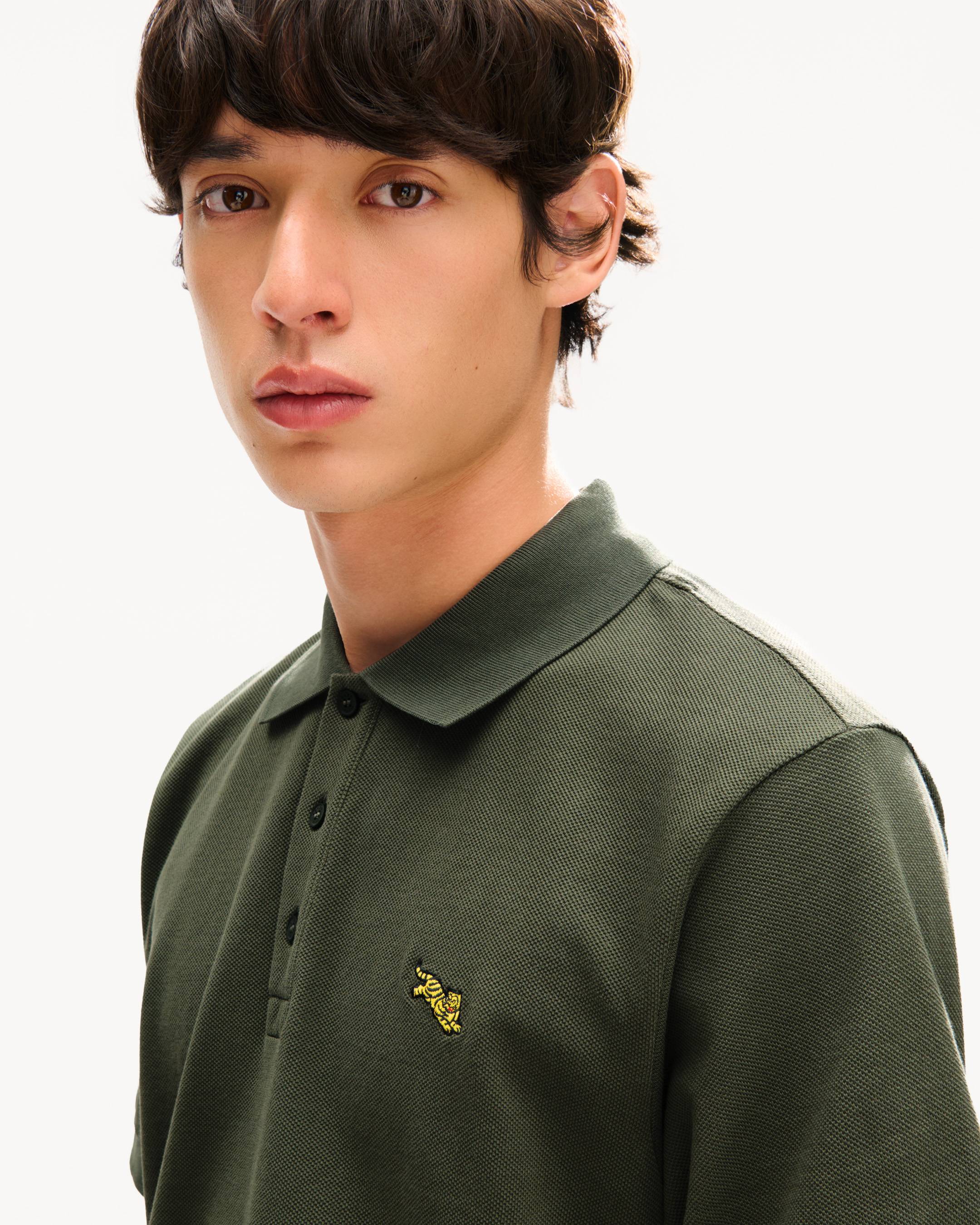 Polo slim brod&eacute; 'KENZO Jumping Tiger' en coton