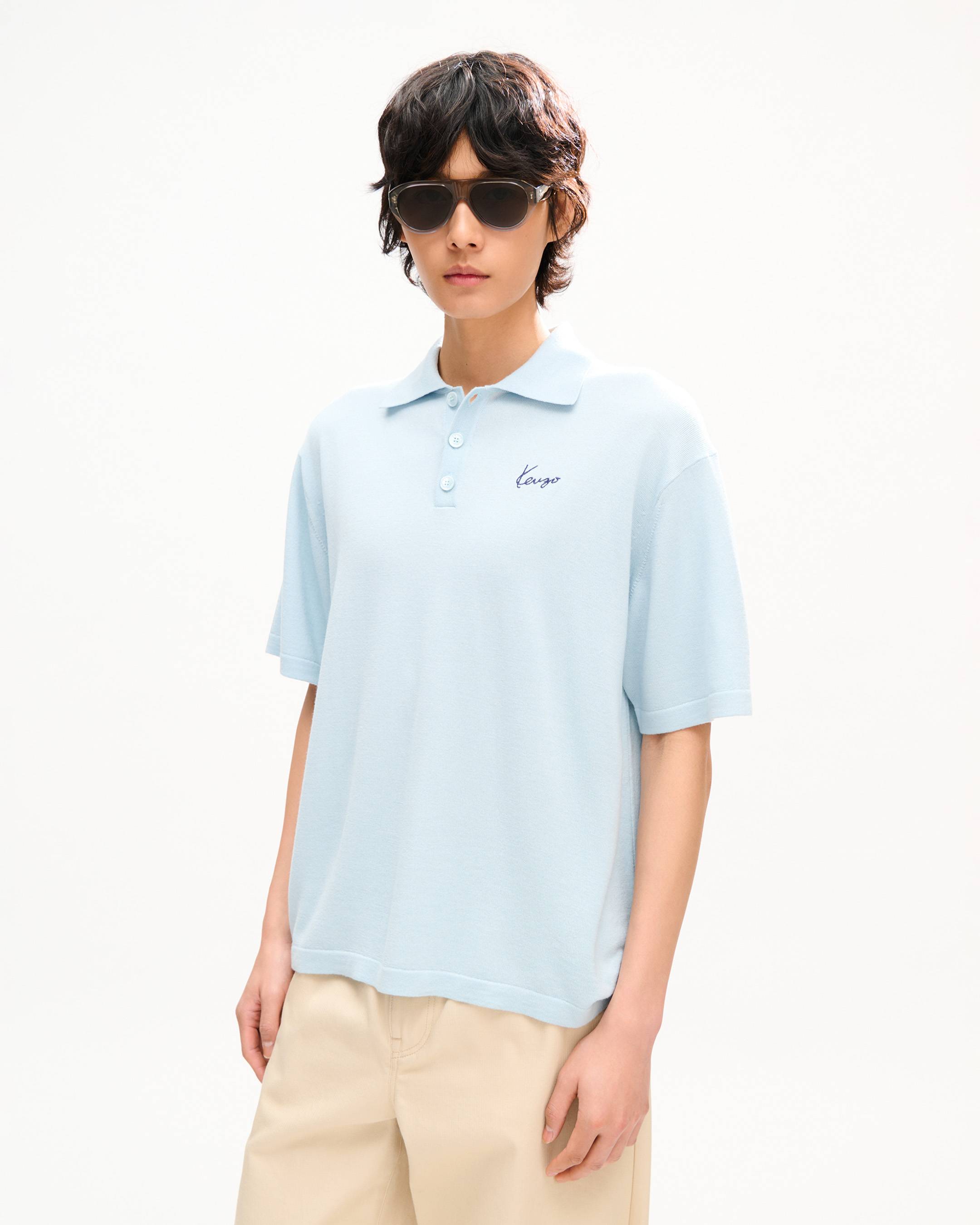 Polo ricamata in lana merino 'KENZO Signature'