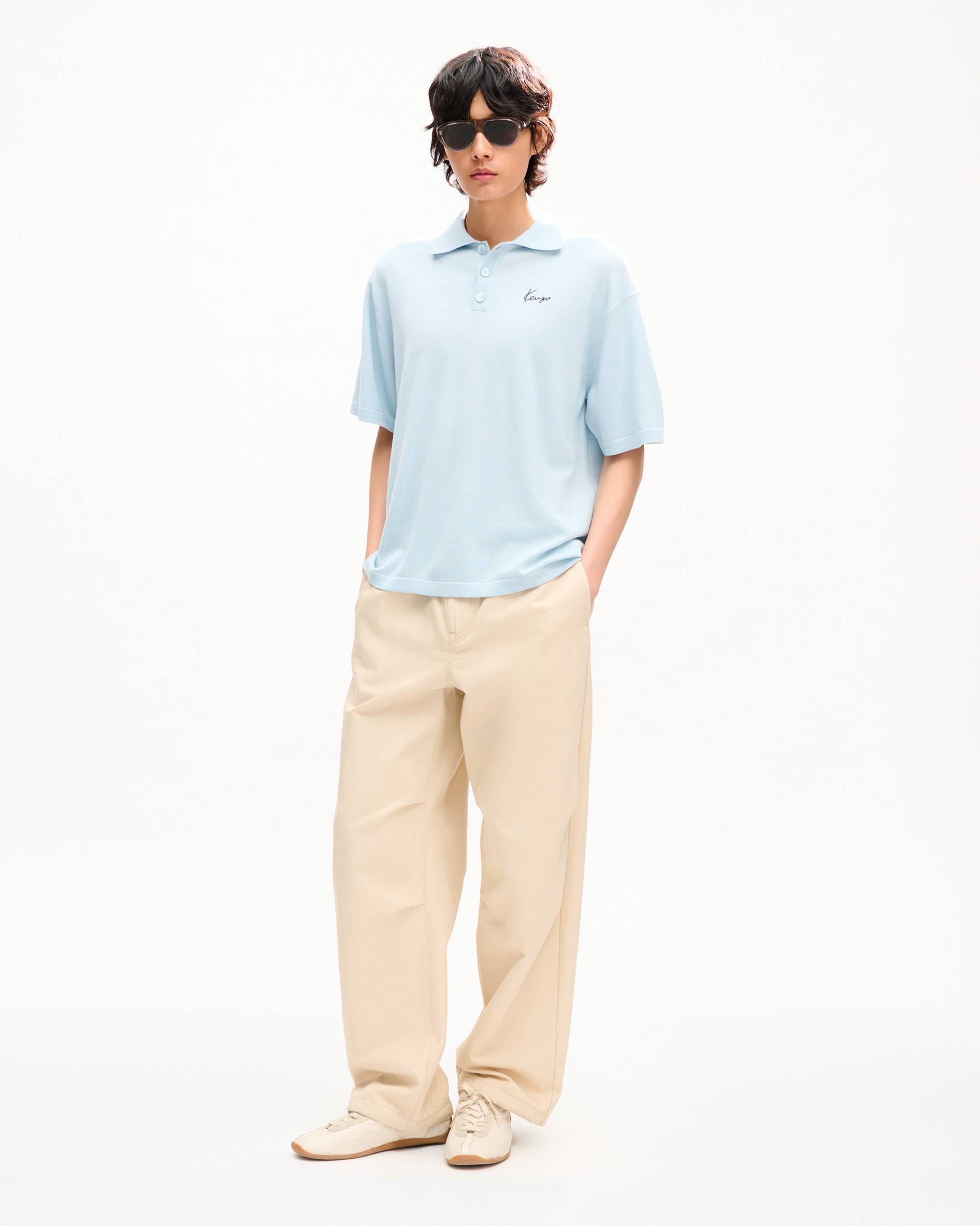 Polo brod&eacute; 'KENZO Signature' en laine m&eacute;rinos