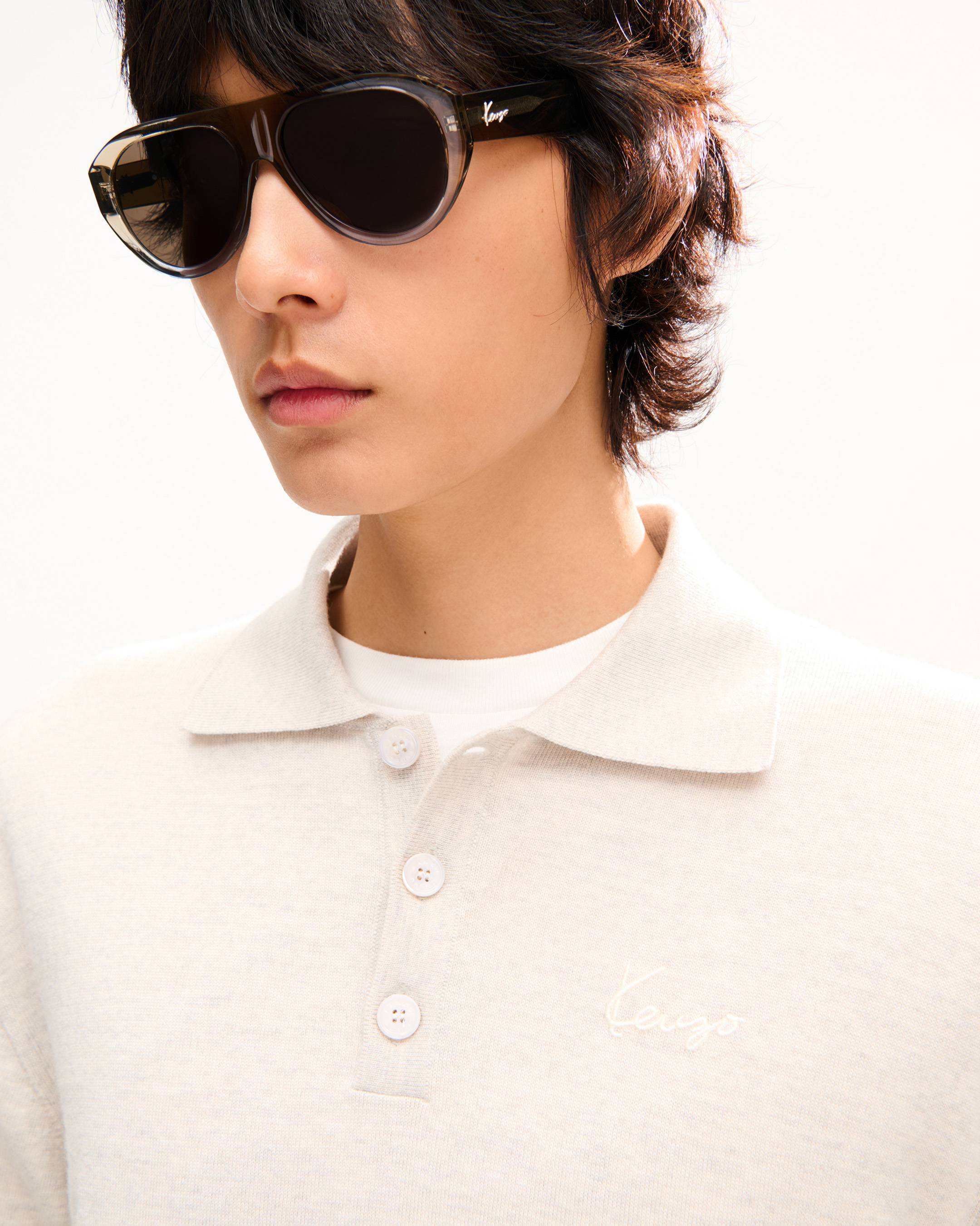 Mit &bdquo;KENZO Signature&ldquo; besticktes Polo aus Merinowolle