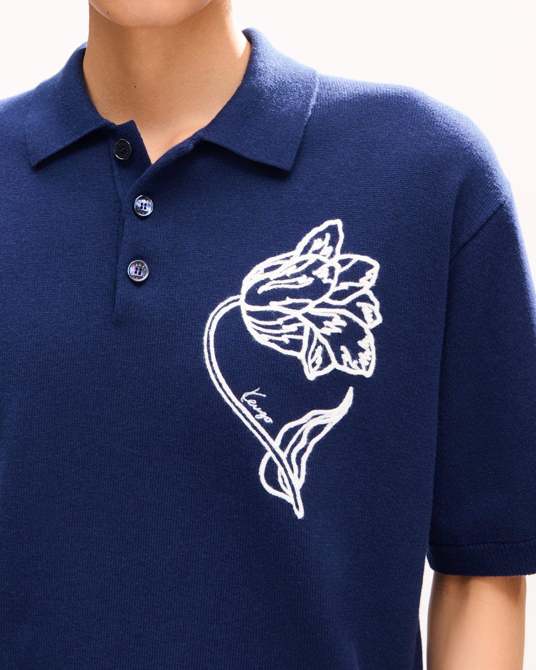 Polo ricamata in lana e cotone 'KENZO Tulip'