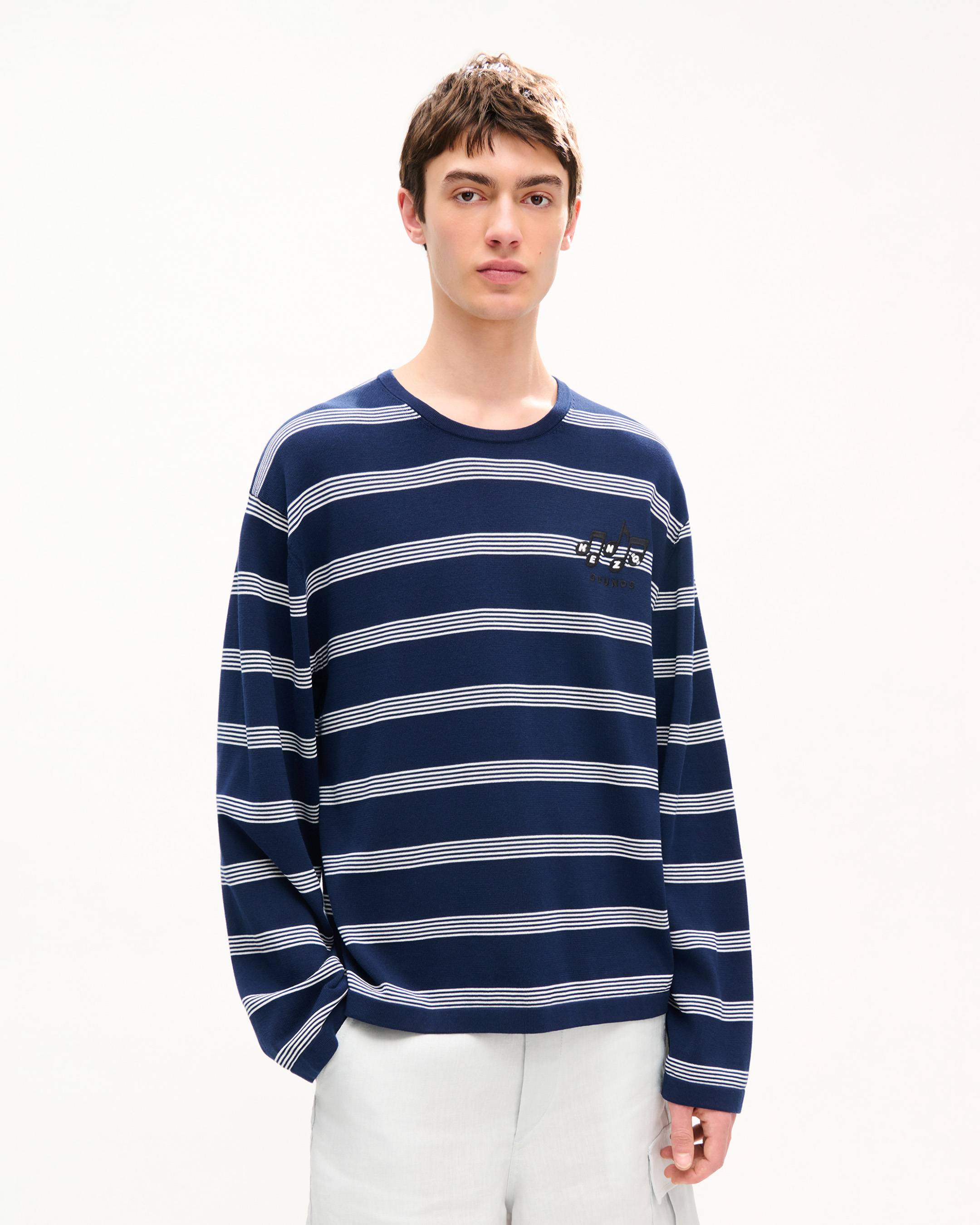'KENZO Sounds' embroidered mariniere jumper in light cotton