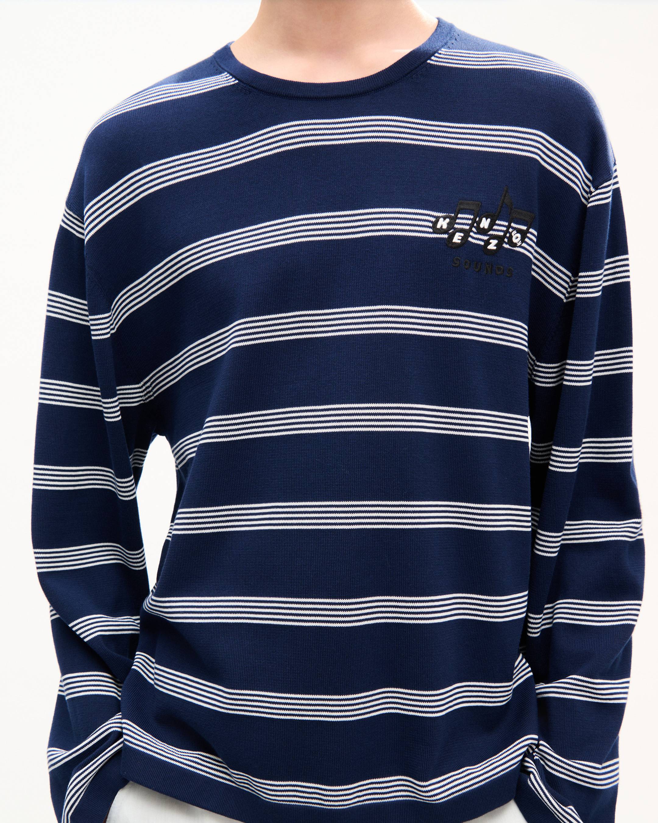'KENZO Sounds' embroidered mariniere jumper in light cotton