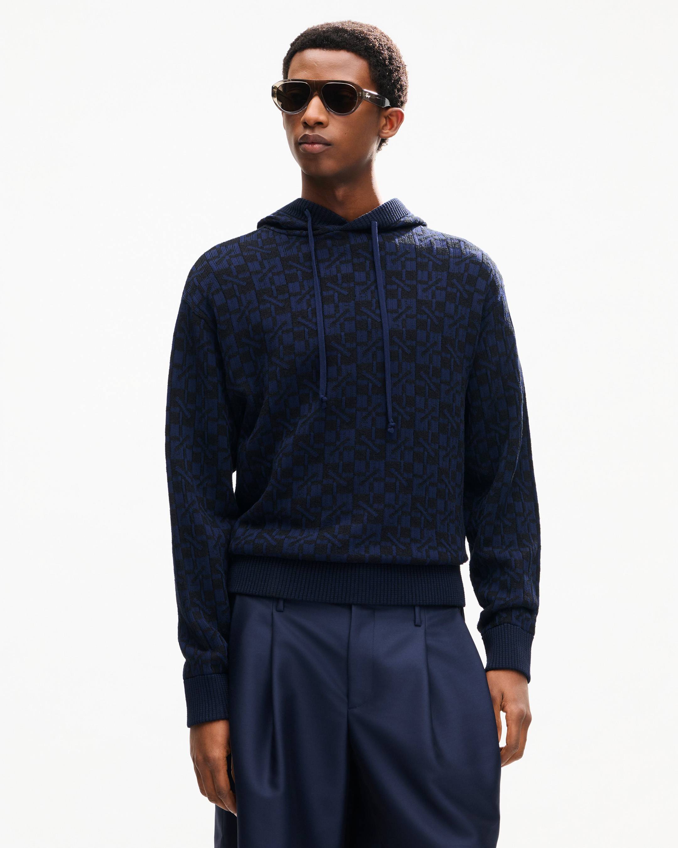 'Kenzogram' knitted hoodie in cotton