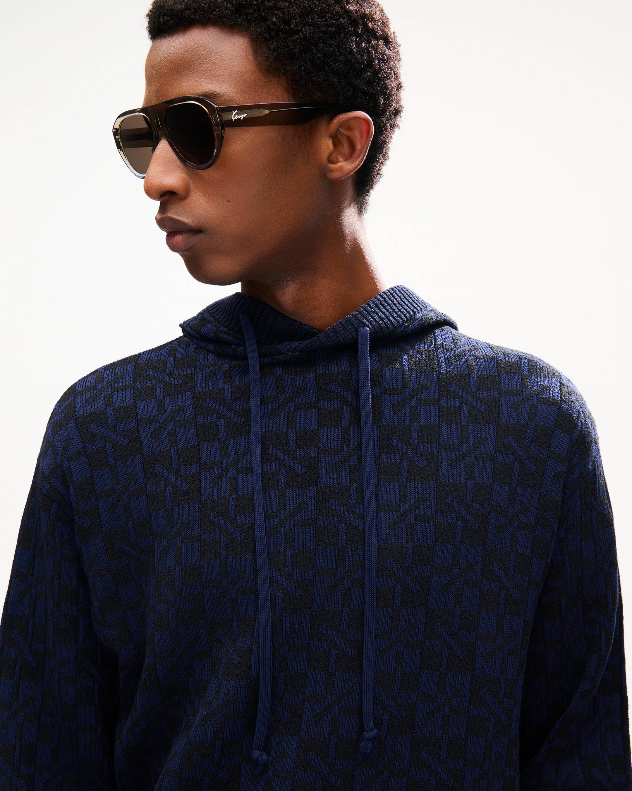 'Kenzogram' knitted hoodie in cotton