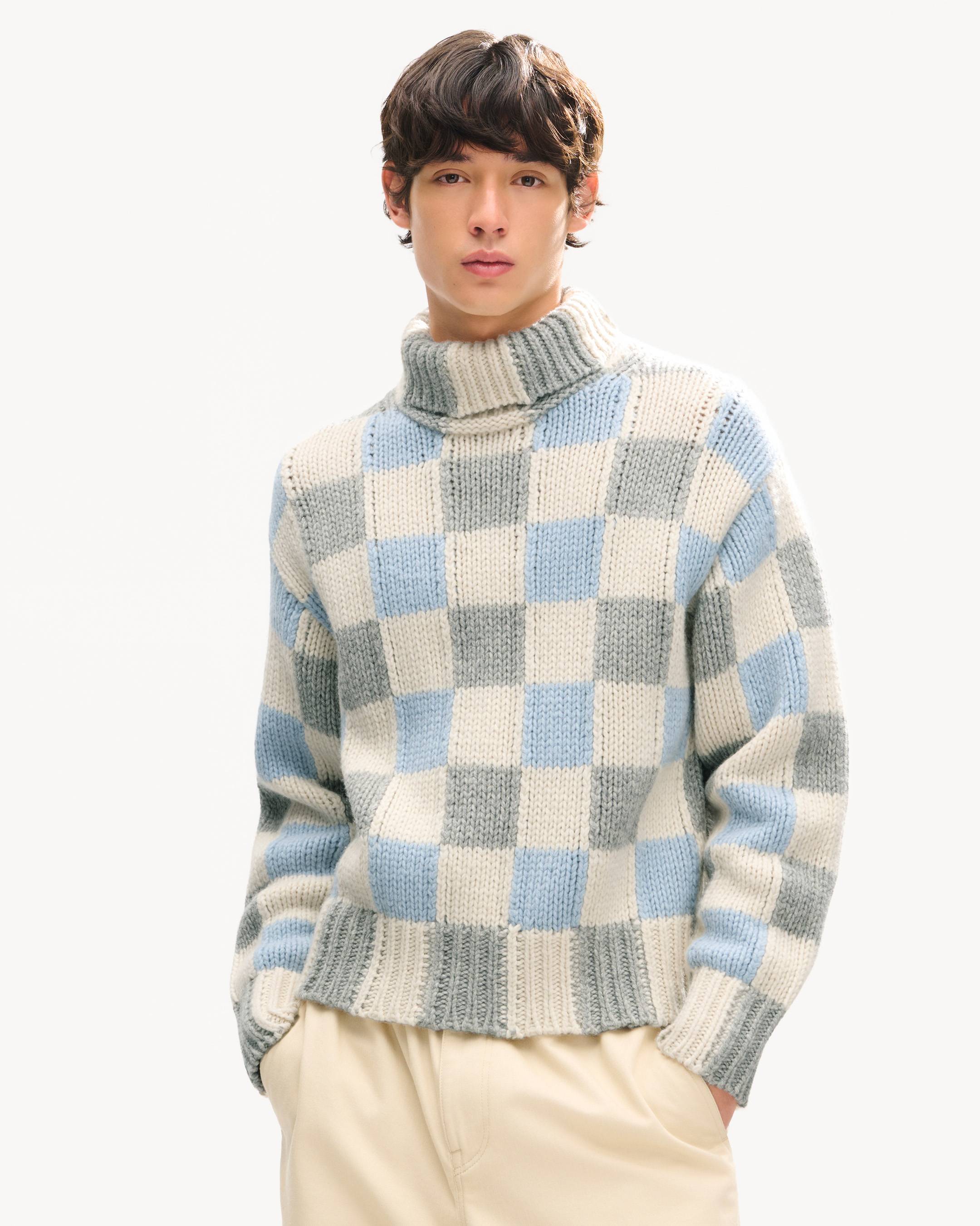 'KENZO Checks' mock neck jumper in wool