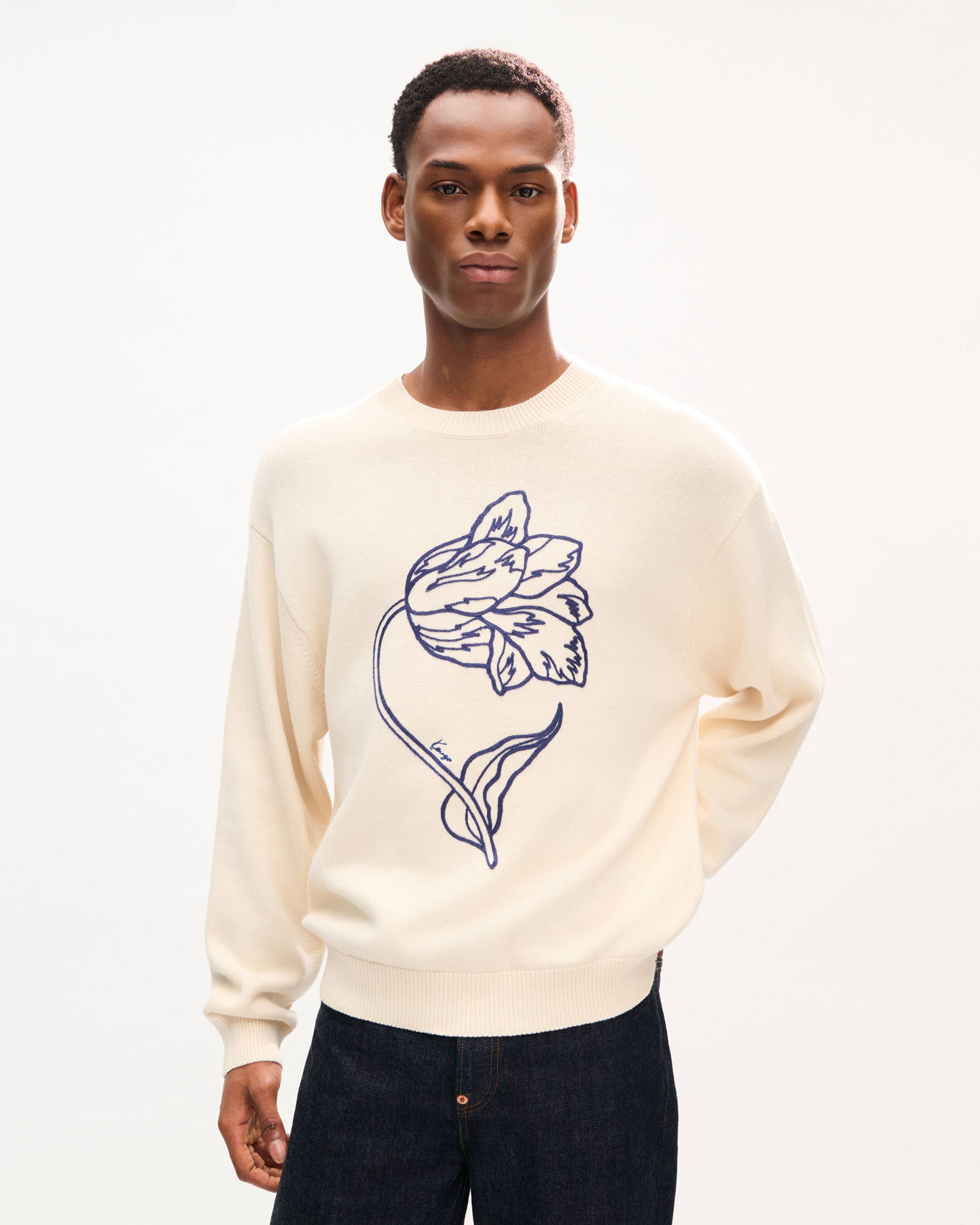 【KENZO】フィッシュ エンブロイダリー スウェット／ホワイト KENZO（ケンゾー） トレーナー スウェット 'KENZO Cartoon' エンブロイ