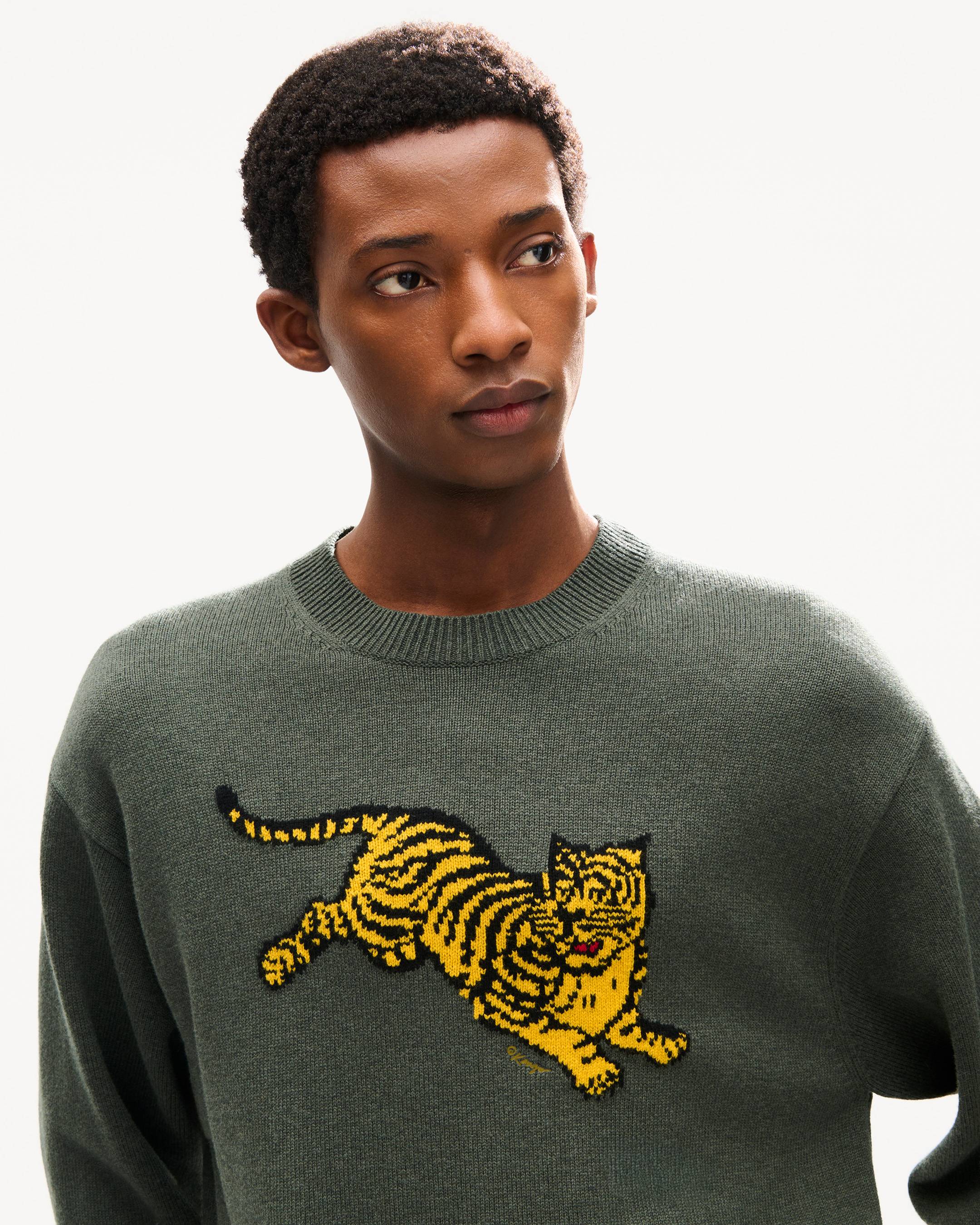 'KENZO Jumping Tiger' embroidered jumper in wool cotton