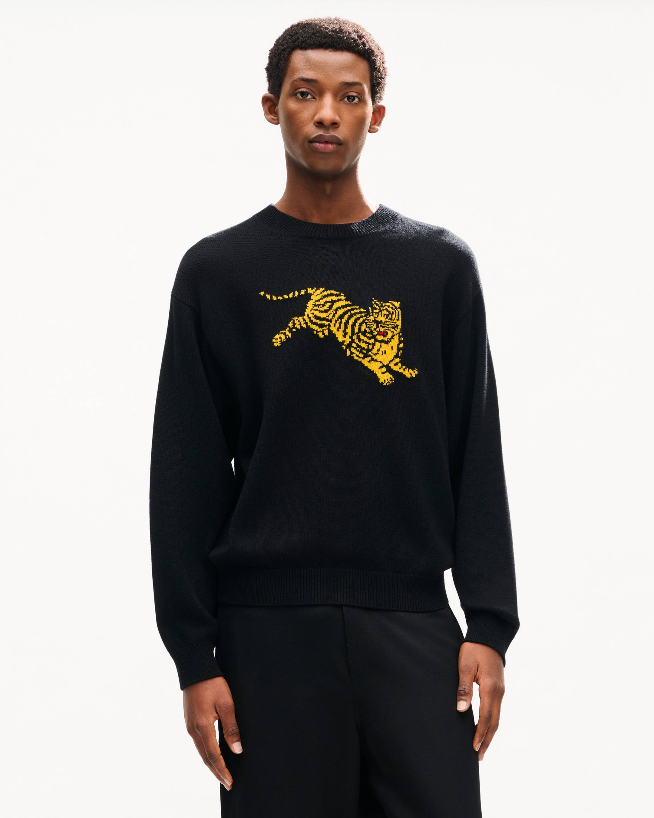 'KENZO Jumping Tiger' embroidered jumper in wool cotton