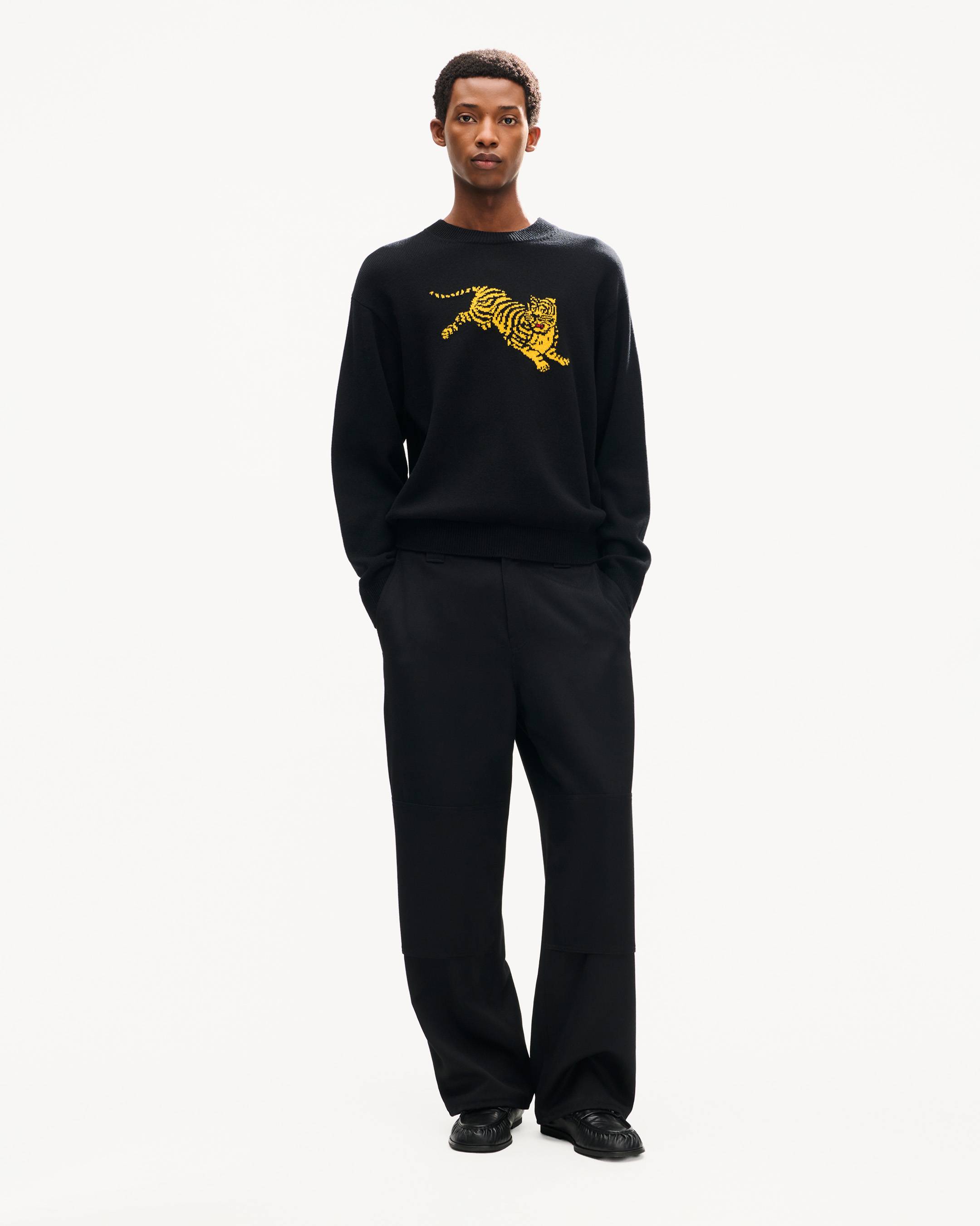 'KENZO Jumping Tiger' embroidered jumper in wool cotton
