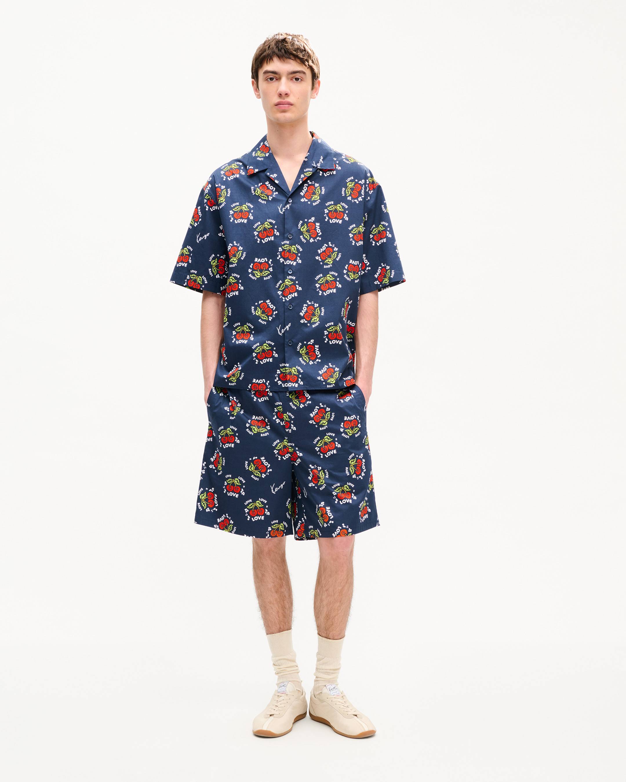 'KENZO Loves' elasticated shorts in cotton poplin