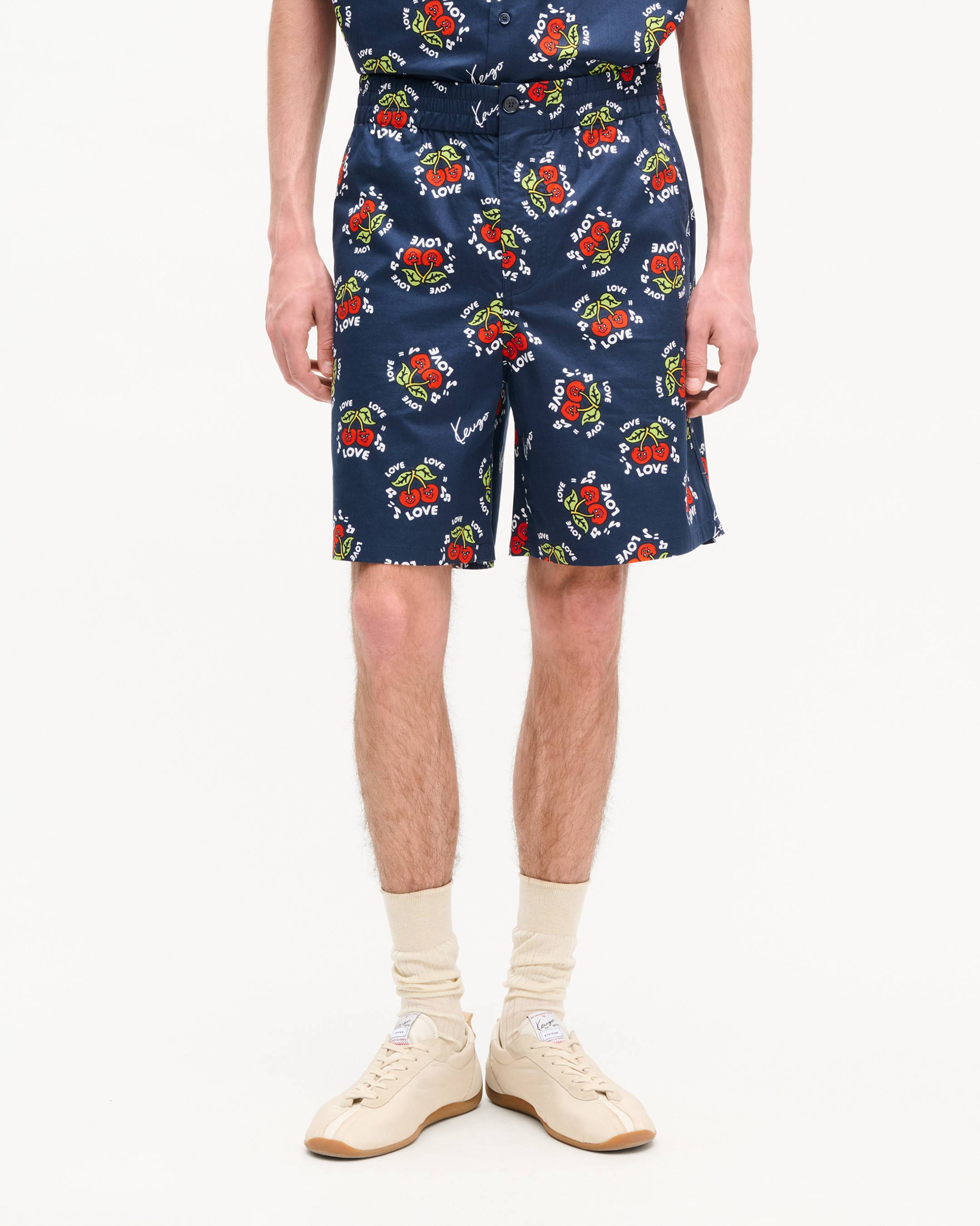 'KENZO Loves' elasticated shorts in cotton poplin
